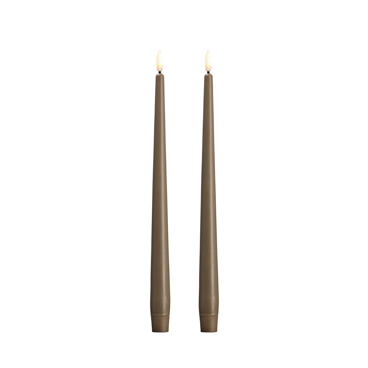 Moods & More LED taper candle - Slim - Dark sand - 23x300 mm - 2 pcs Boligindretning M50-DS023300