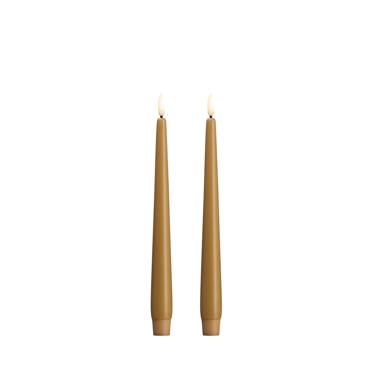 Moods & More LED taper candle - Slim - Honey mustard - 23x250 mm - 2 pcs Boligindretning M50-HM023250