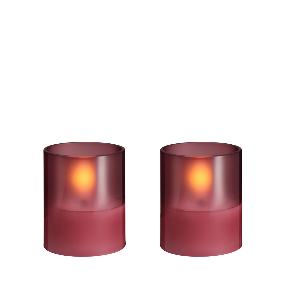 Moods & More LED glass candle - Hurricane - Vintage Rose - 47x57 mm - 2 pcs