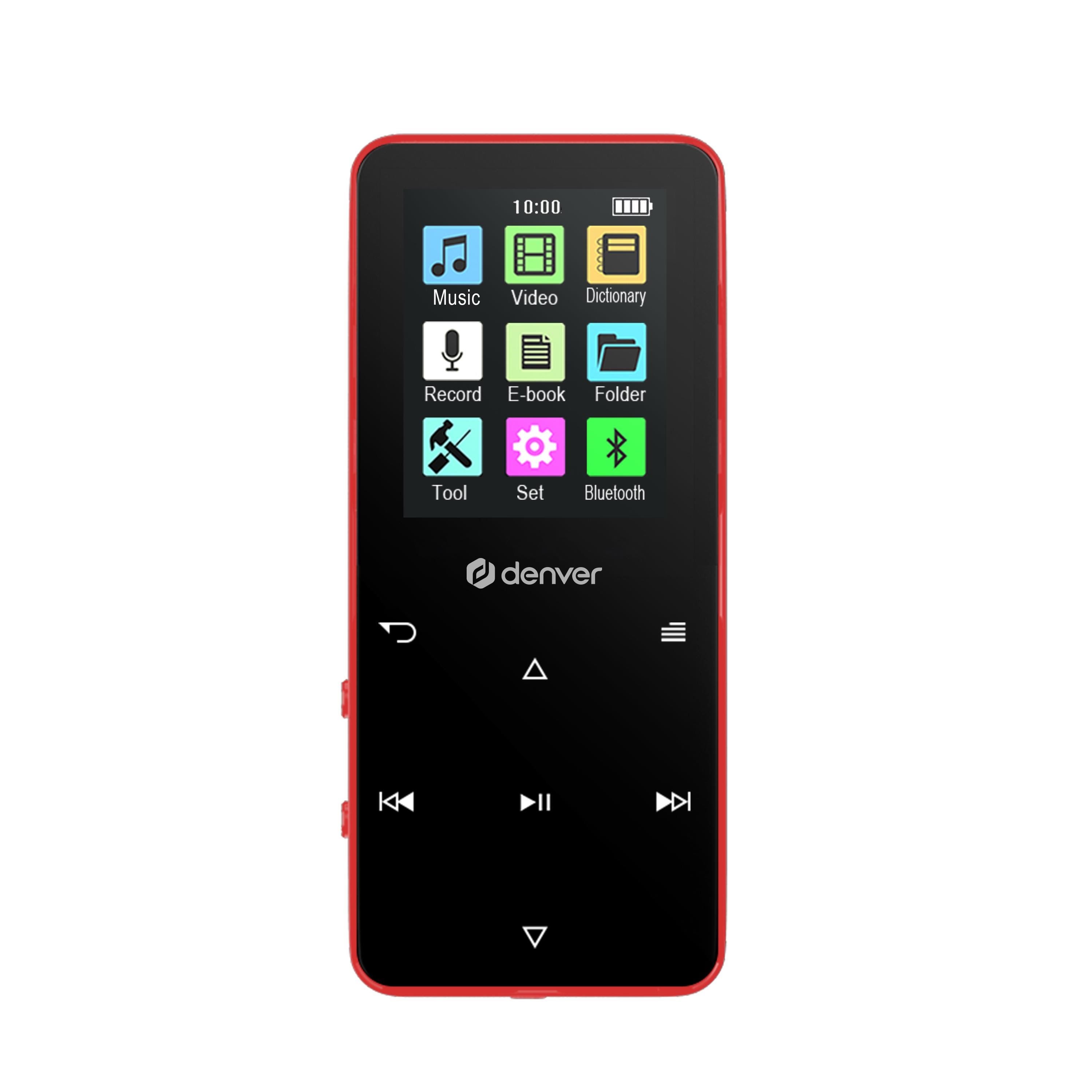 DENVER MP-1830R RED - MP4 media player with built-in bluetooth and rechargeable battery - MP3-Afspiller 4 GB