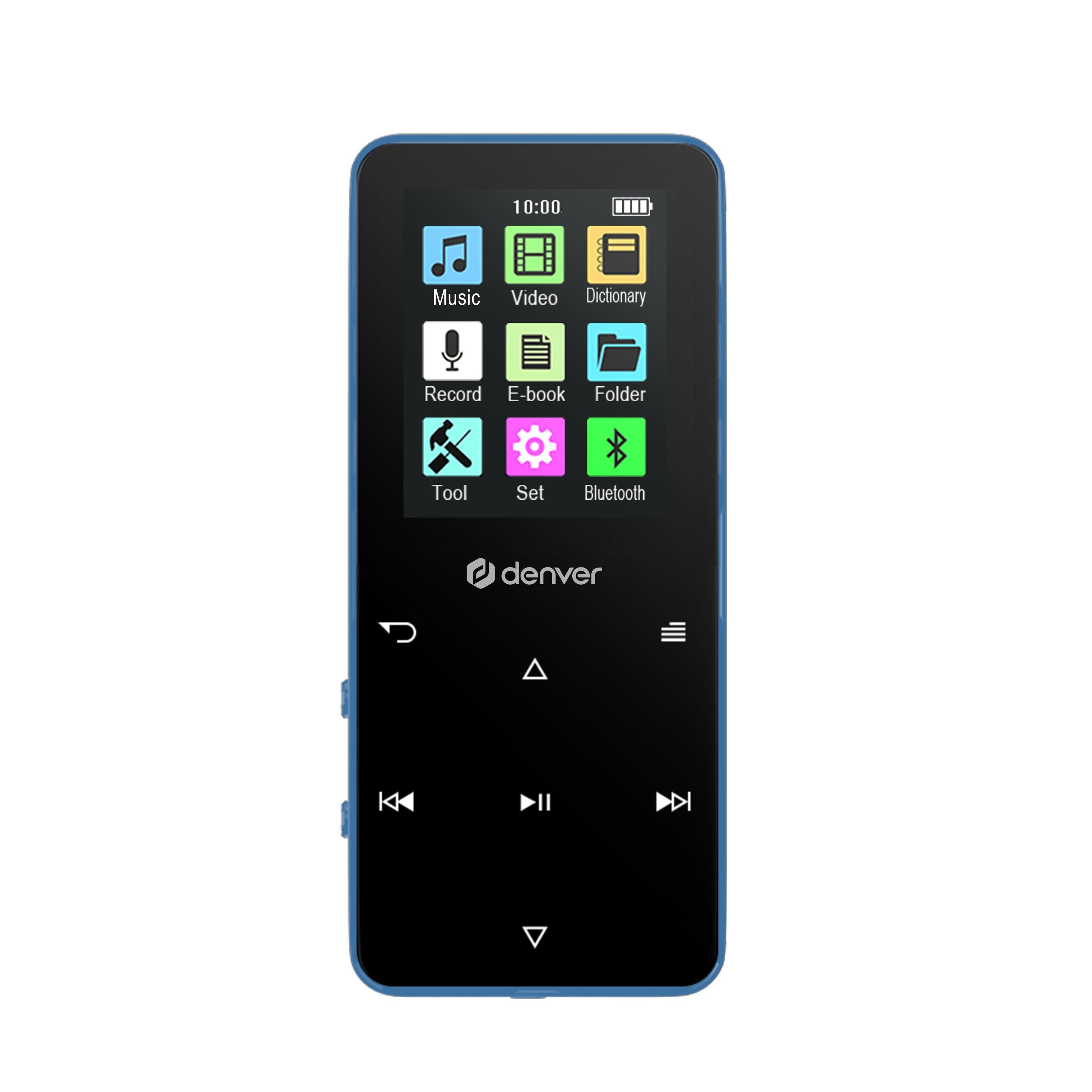 DENVER MP-1830BU BLUE - MP4 media player with built-in bluetooth and rechargeable battery - MP3-Afspiller 4 GB Mp3 Afspiller