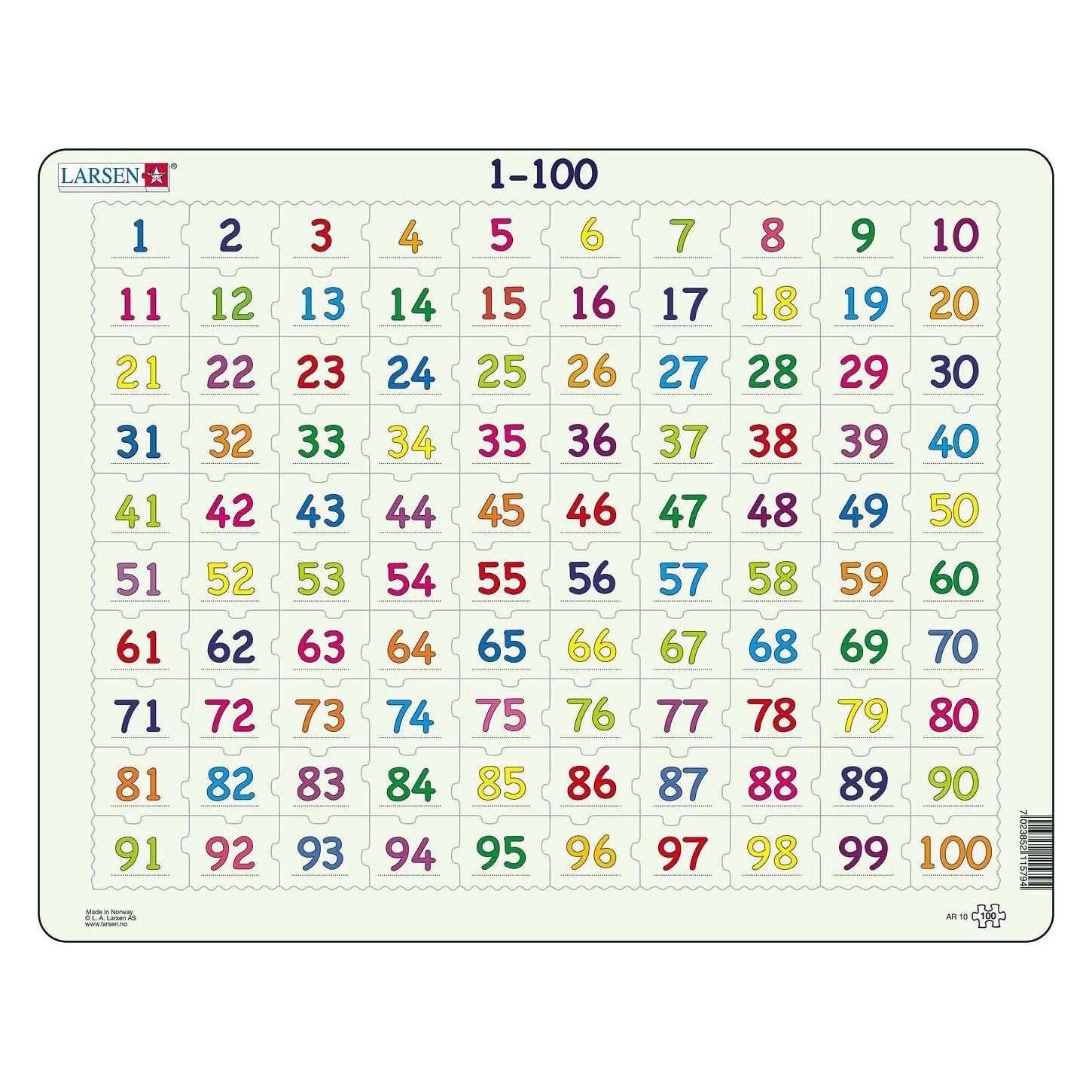 Larsen Puzzles Learning to Count Numbers 1-100 100 pcs. 2D Puslespil Puslespil LA-AR10