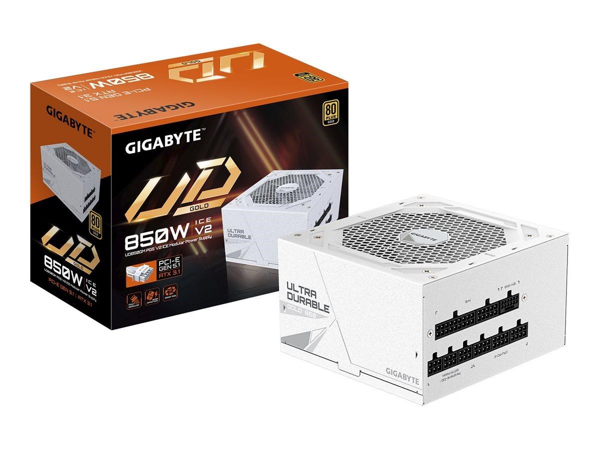 GIGABYTE UD850GM PG5 V2 ICE Strømforsyning - 850 Watt - 120 mm - ATX 3.1 - 80 Plus Gold certified