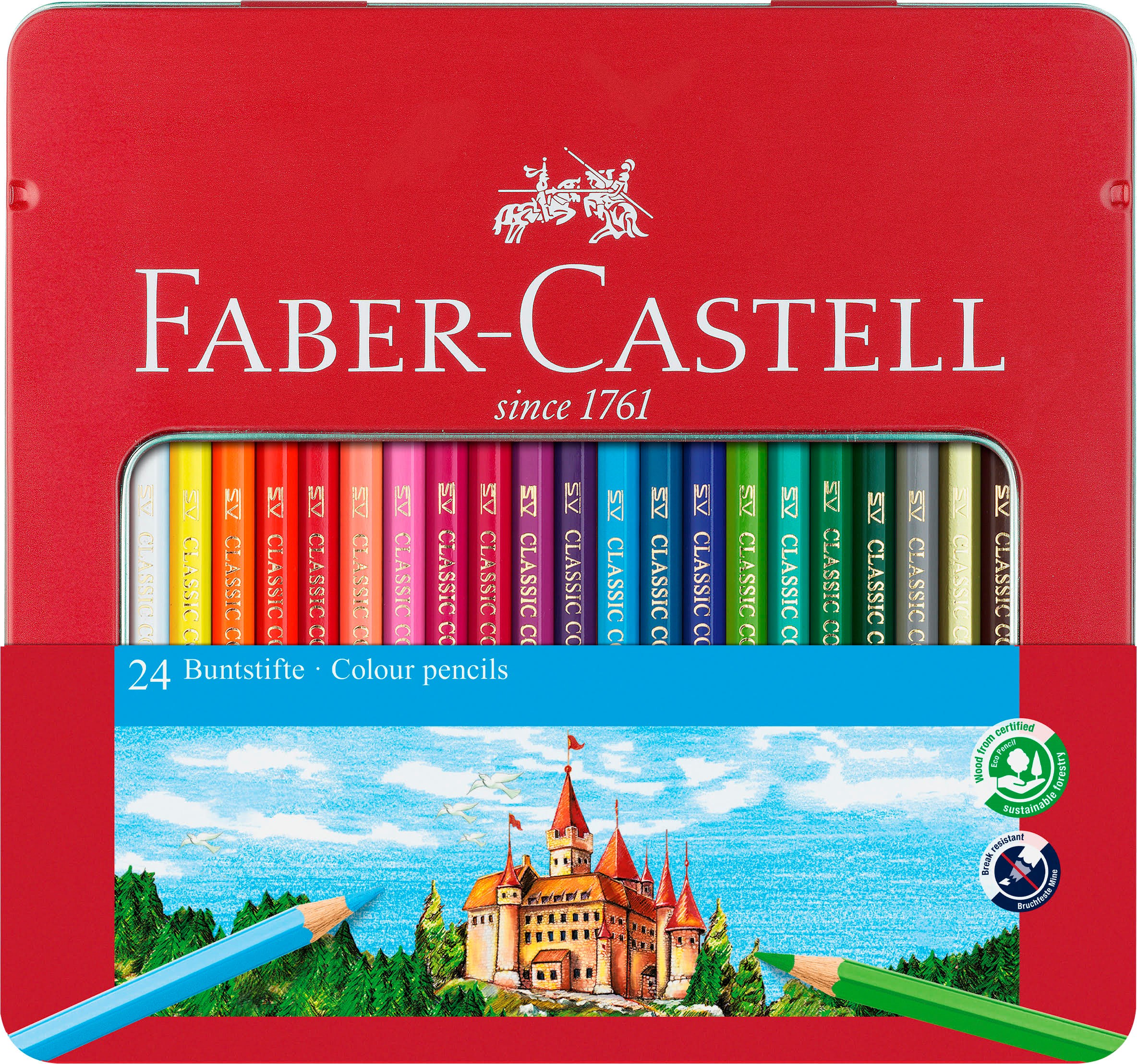 Faber-Castell Colour pencils hexagonal tin 24x window Tegneværktøj Farvet blyant 115824