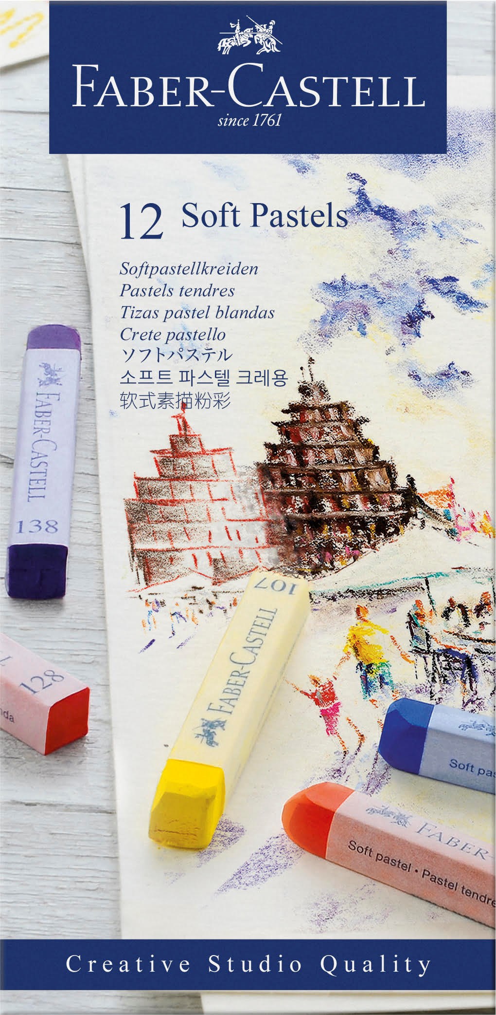Faber-Castell Soft pastel Kridt, æske/12 ass. Tegneværktøj 128312
