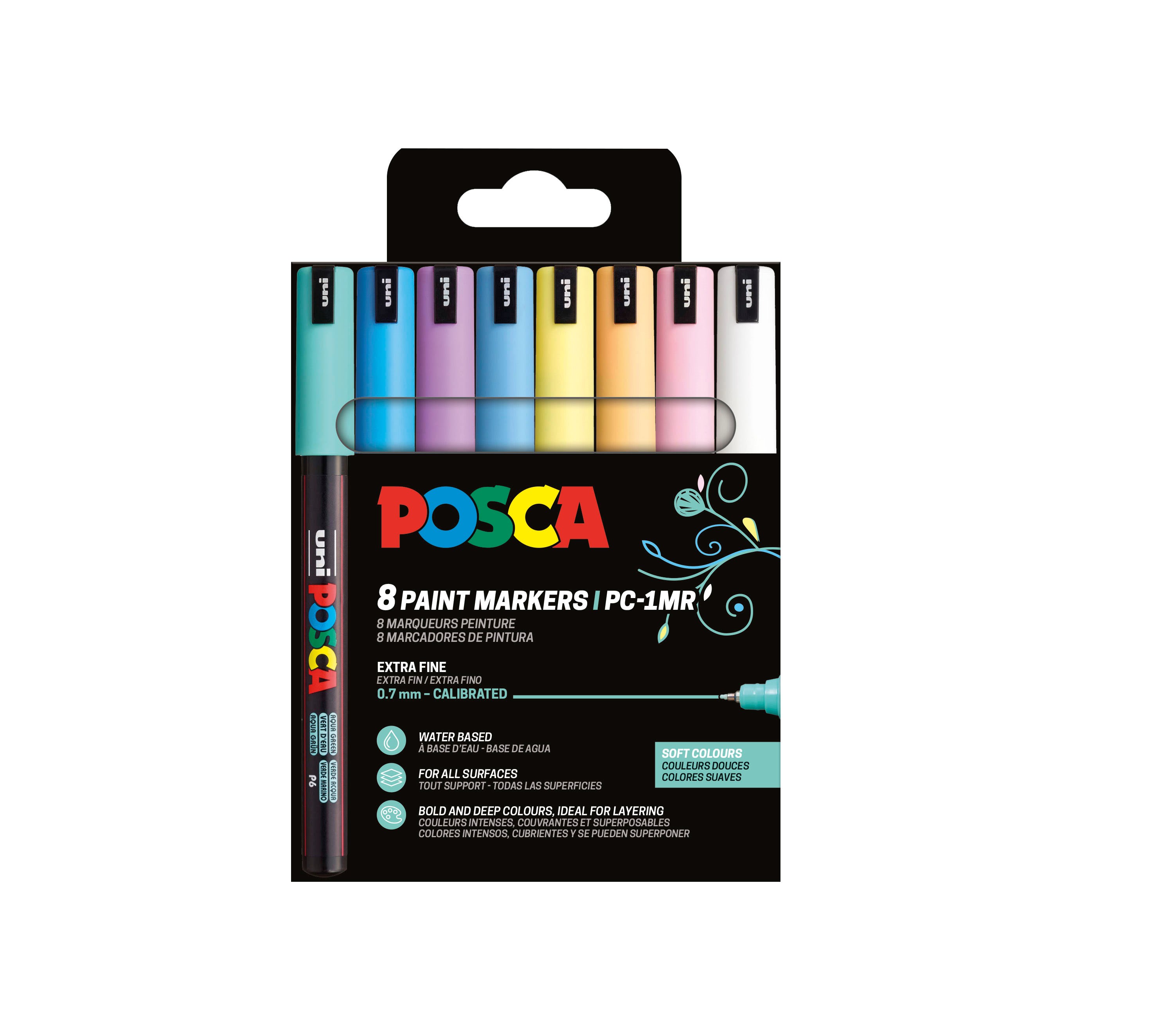 POSCA Marker sæt Soft Colors PC-1MR 8 ass. Tegneværktøj 401673