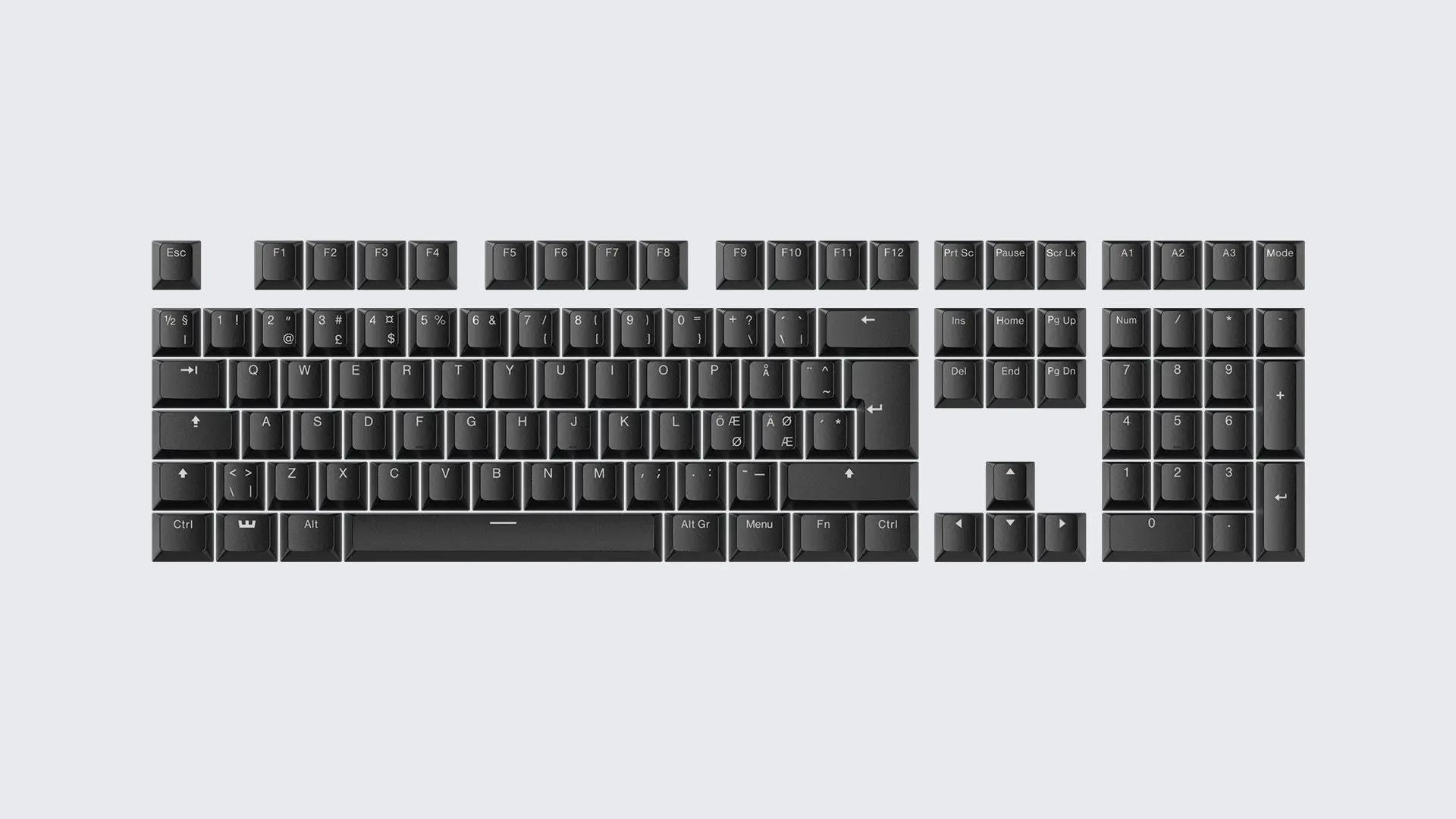Wooting PBT ISO Keycaps - Just Black - Keycaps - Nordisk - Sort Tastatur KC3-NR1-PDS-BK1
