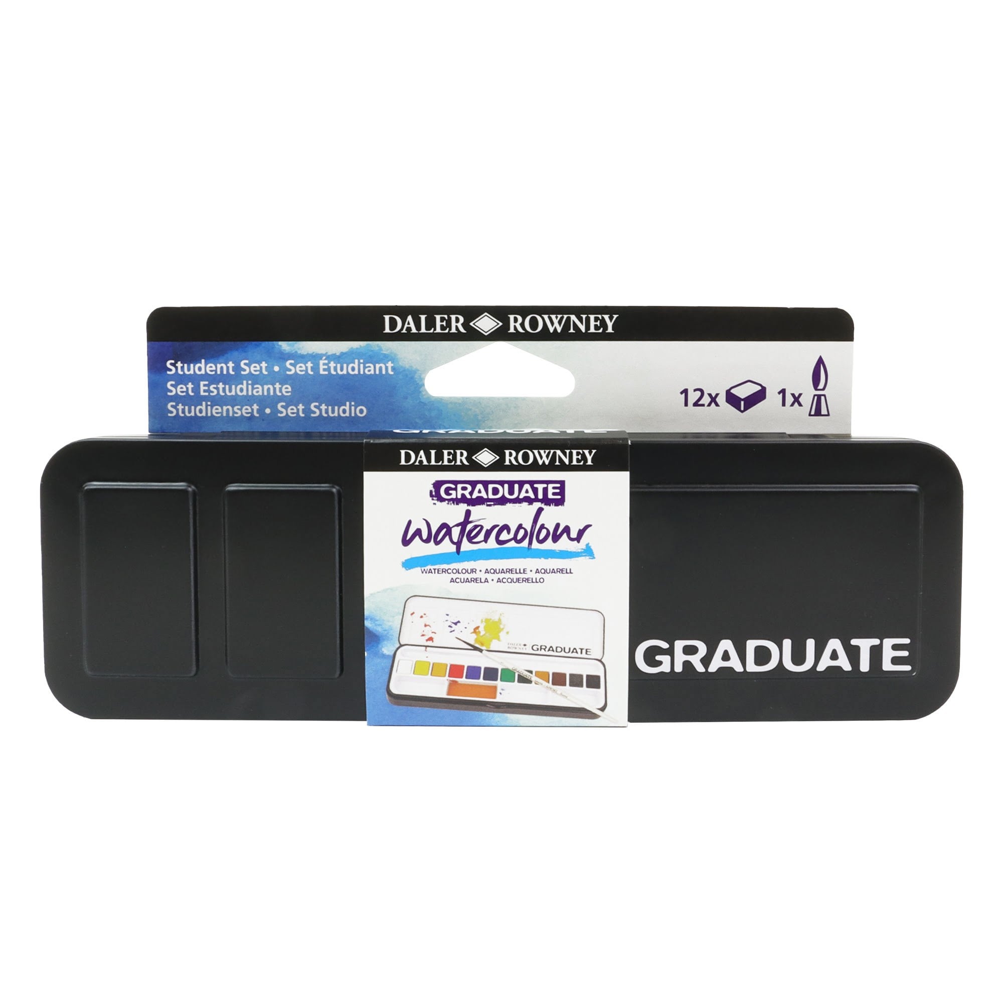 Daler-Rowney Graduate Watercolour Set 12 Half Pans 1 Brush Hobbyartikel 16-135900012