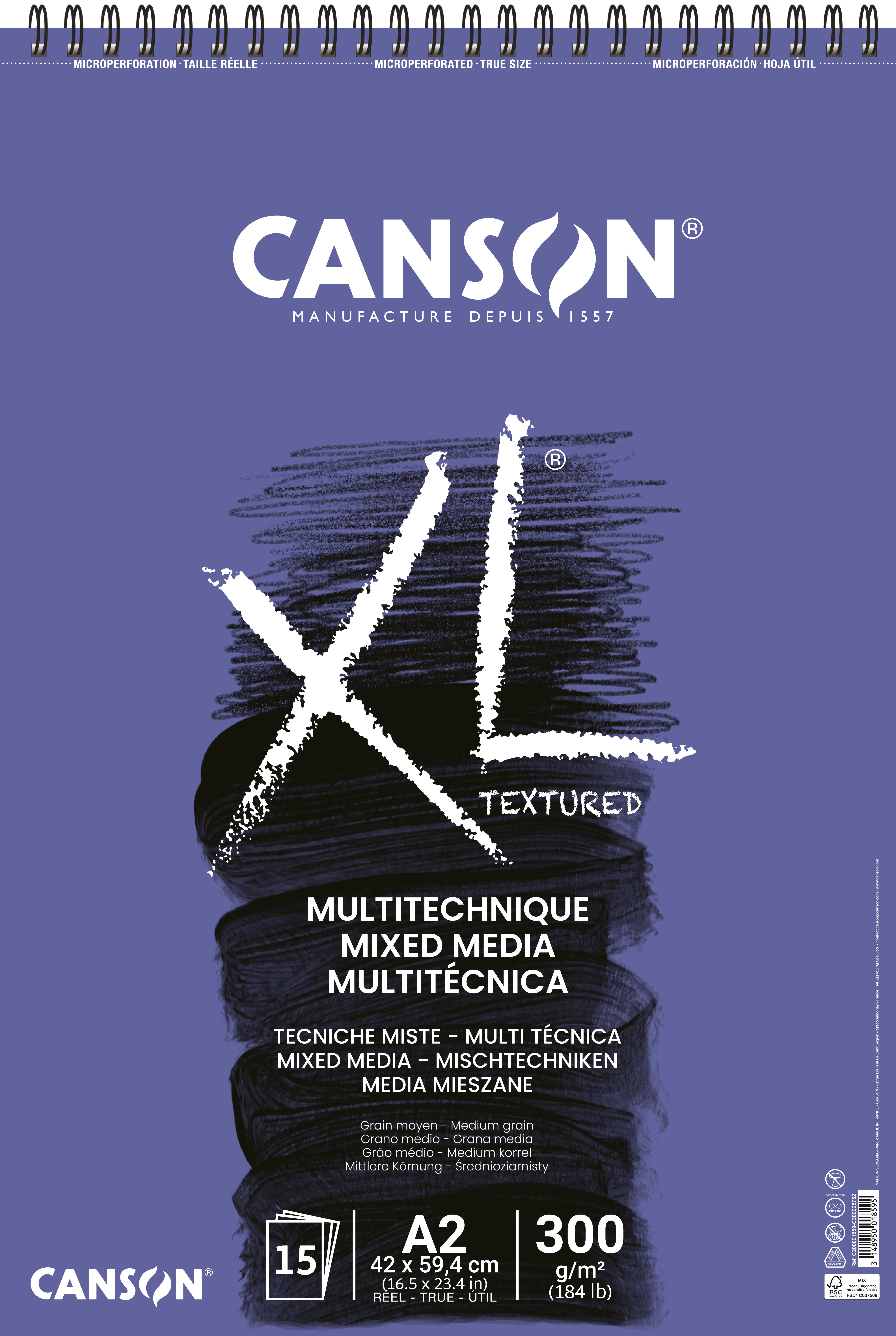 Canson XL Mix-Media MG A2 300G A2 Spiral 15 SH Hobbyartikel 17-200001859