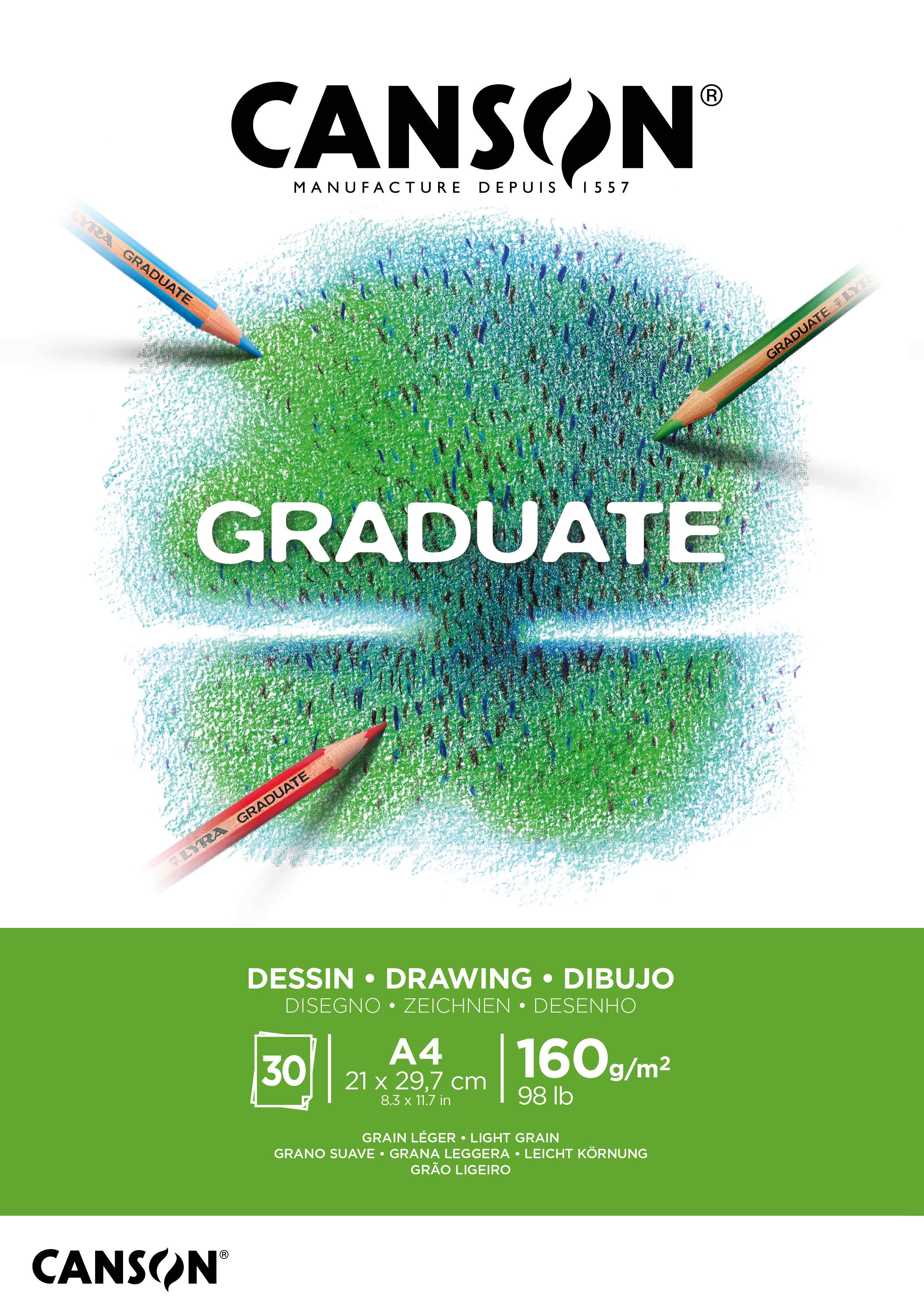 Canson Graduate White Drawing Pad A4 160G 30 SH Hobbyartikel 17-400110365