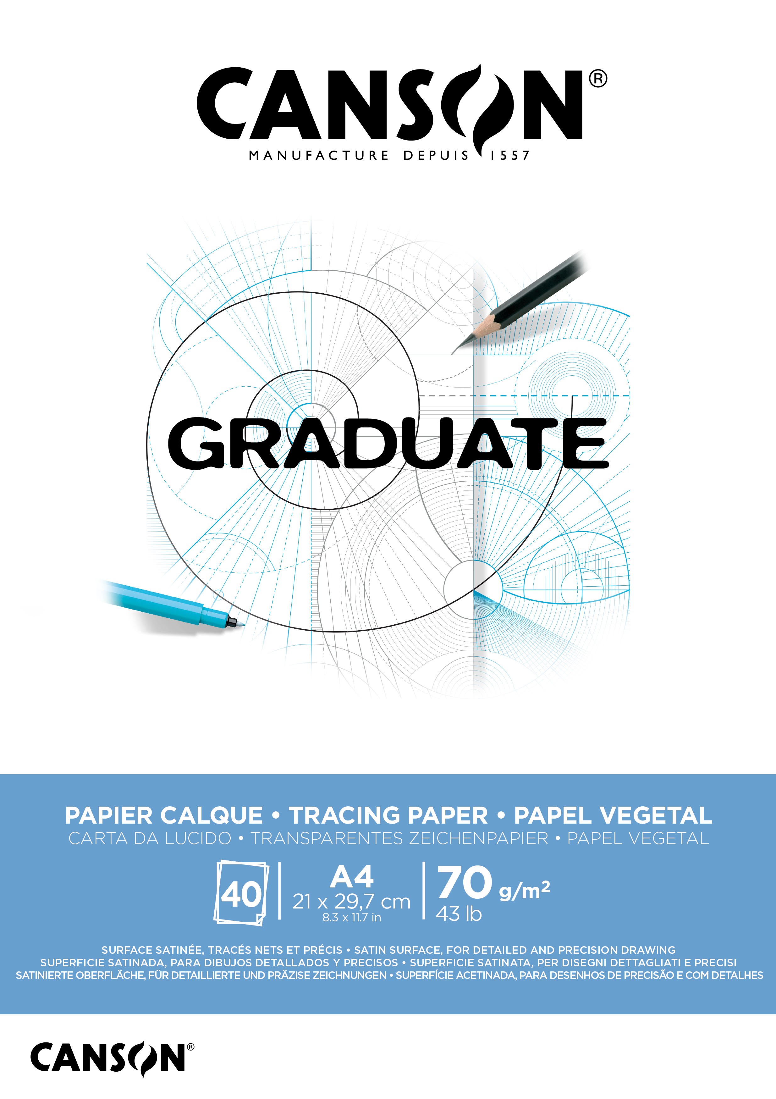 Canson Graduate Tracing Paper Pad Satin A4 70G 40 SH Hobbyartikel 17-31250P020