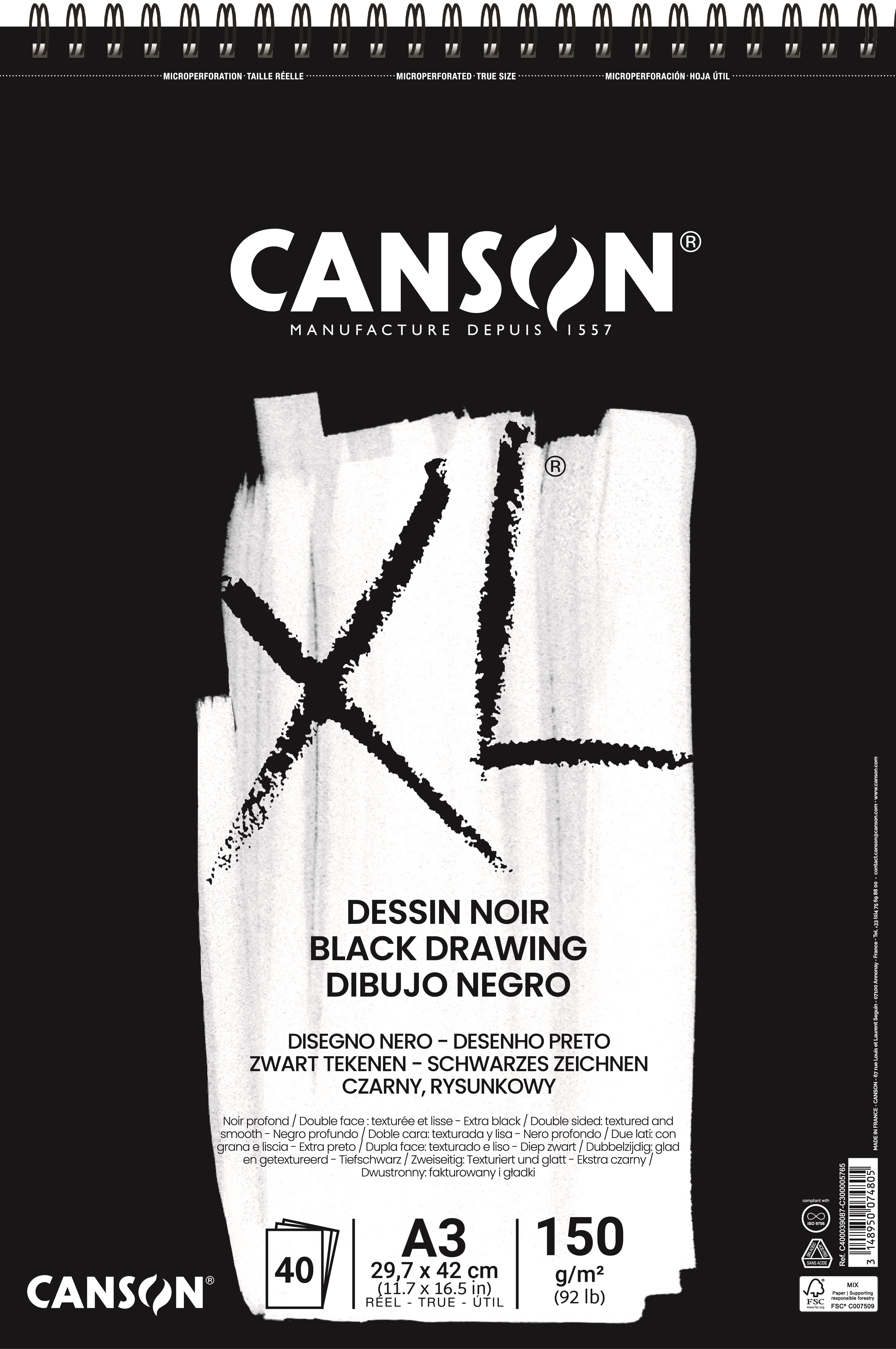 Canson XL Dessin Noir DS A3 150G Spiral 40 SH Hobbyartikel 17-400039087