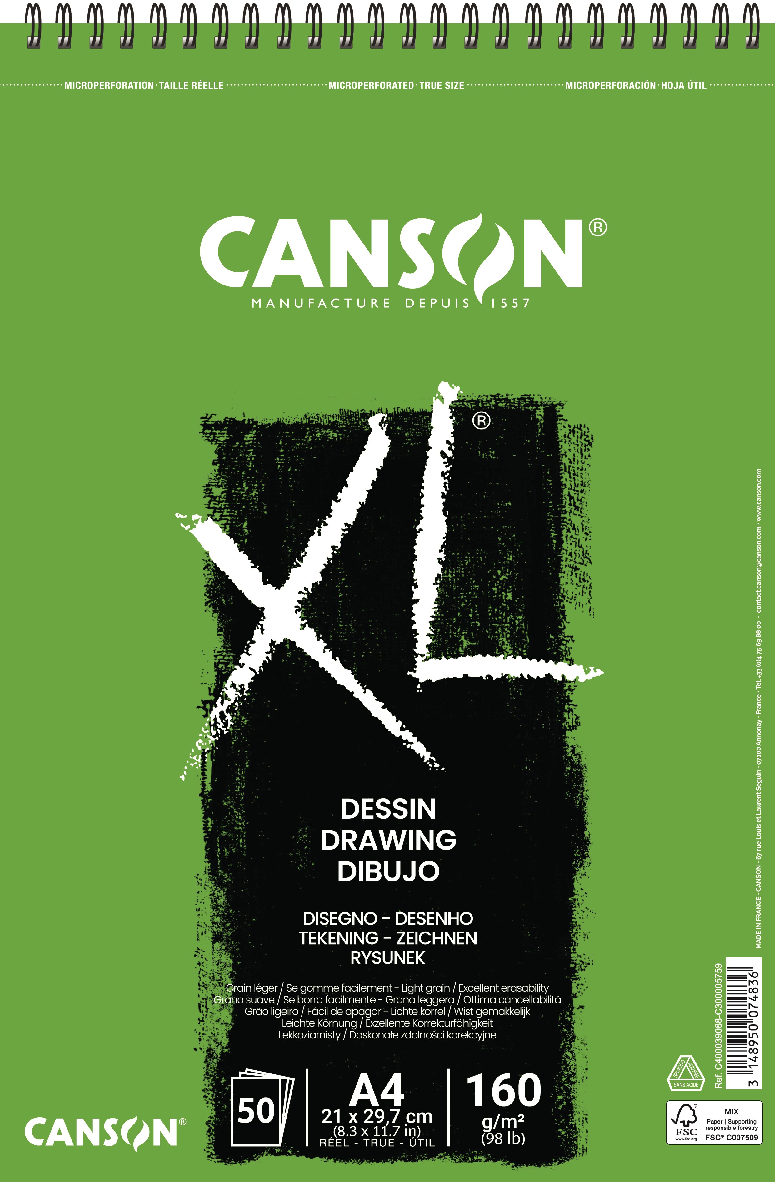 Canson XL Dessin LG A4 160G Spiral 50 SH Hobbyartikel 17-400039088