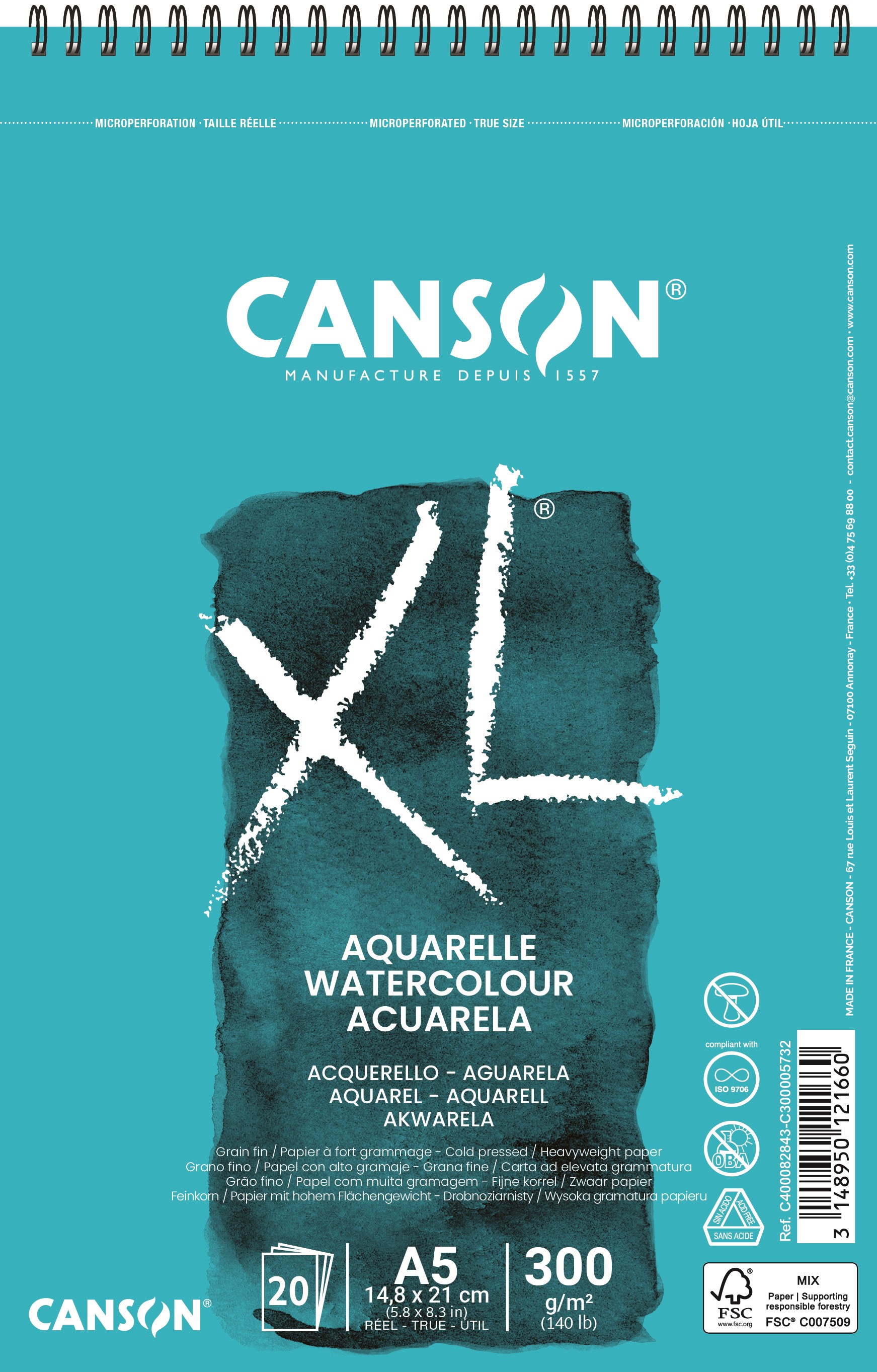 Canson XL Aquarelle CP A5 300G Spiral 20 SH Hobbyartikel 17-400082843