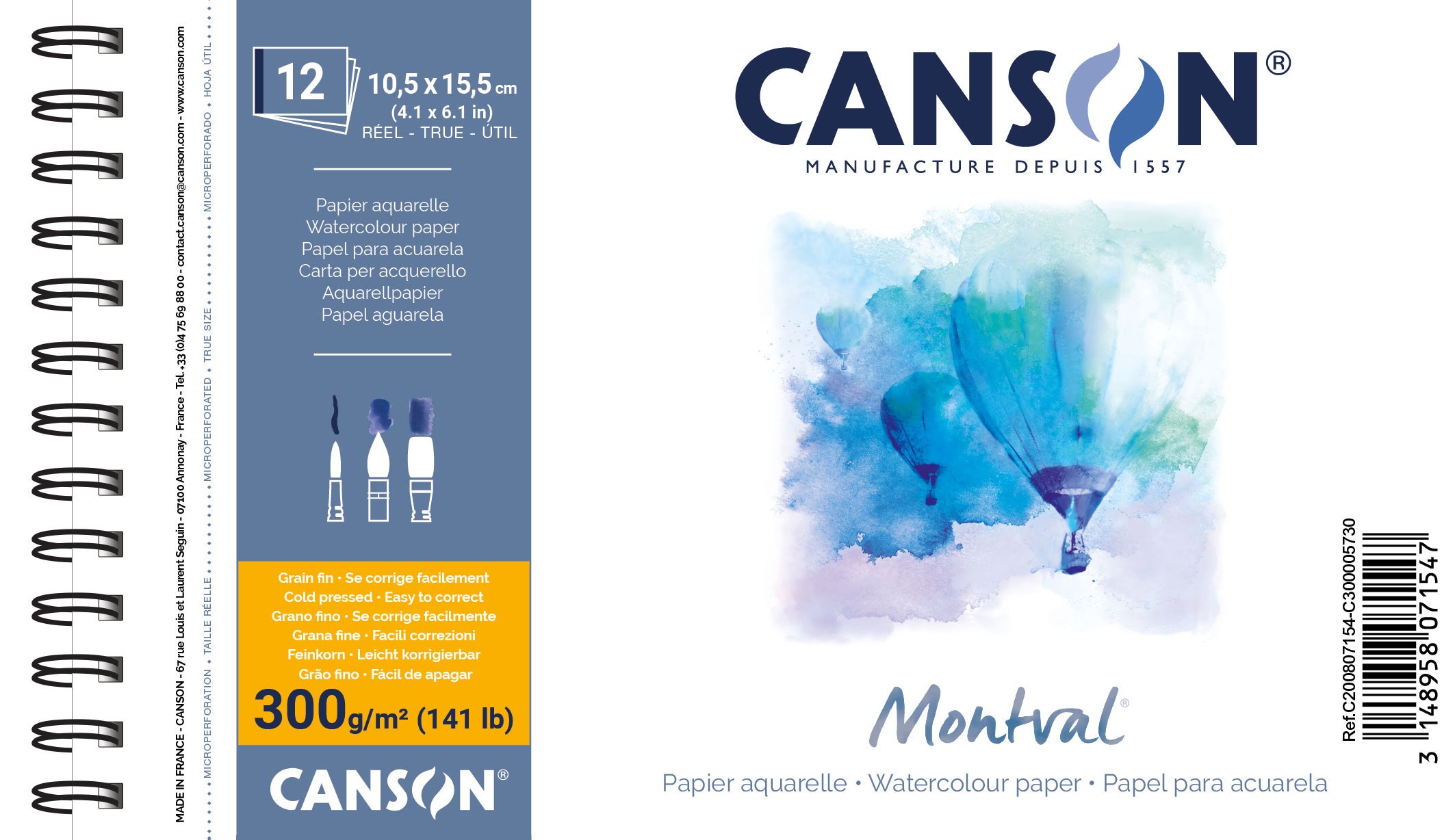 Canson Montval CP 10.5x15.5 cm 300G Spiral Pad 12 SH Hobbyartikel 17-200807154