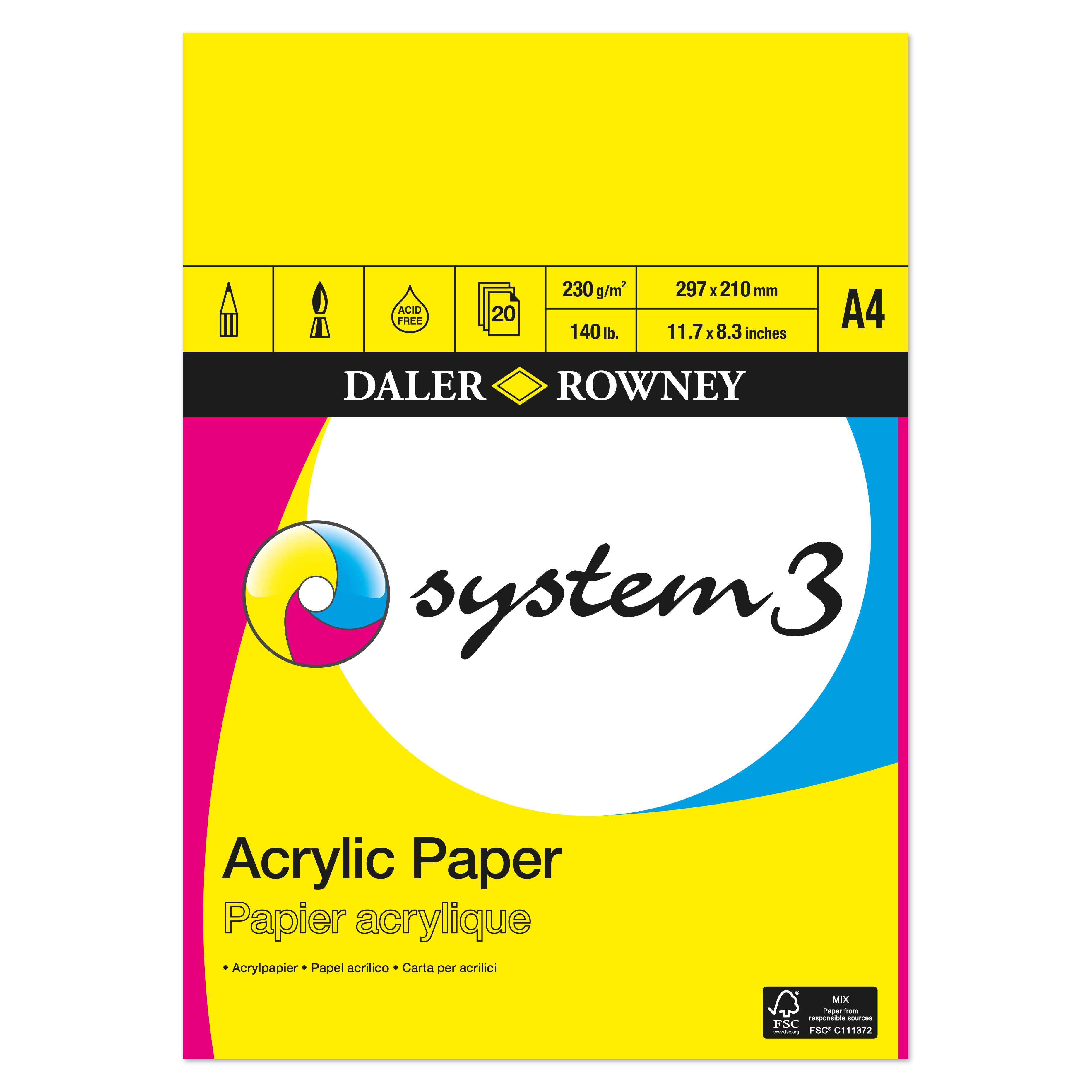 Daler-Rowney System3 Acrylic Pad 20 Sheets 230G A4 Hobbyartikel 16-403600400