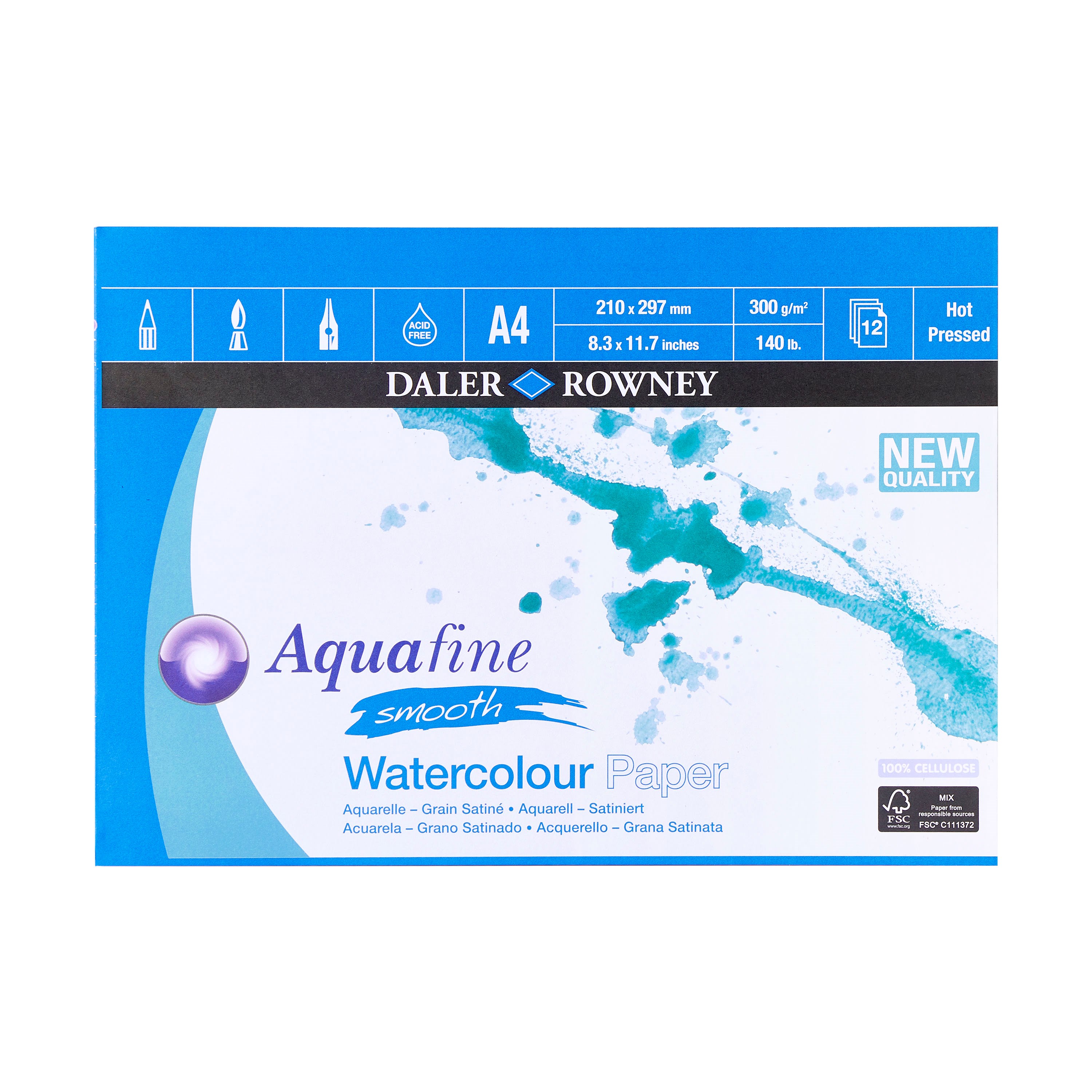 Daler-Rowney Aquafine HP 12 Sheets 300G A4 Hobbyartikel 16-431235400