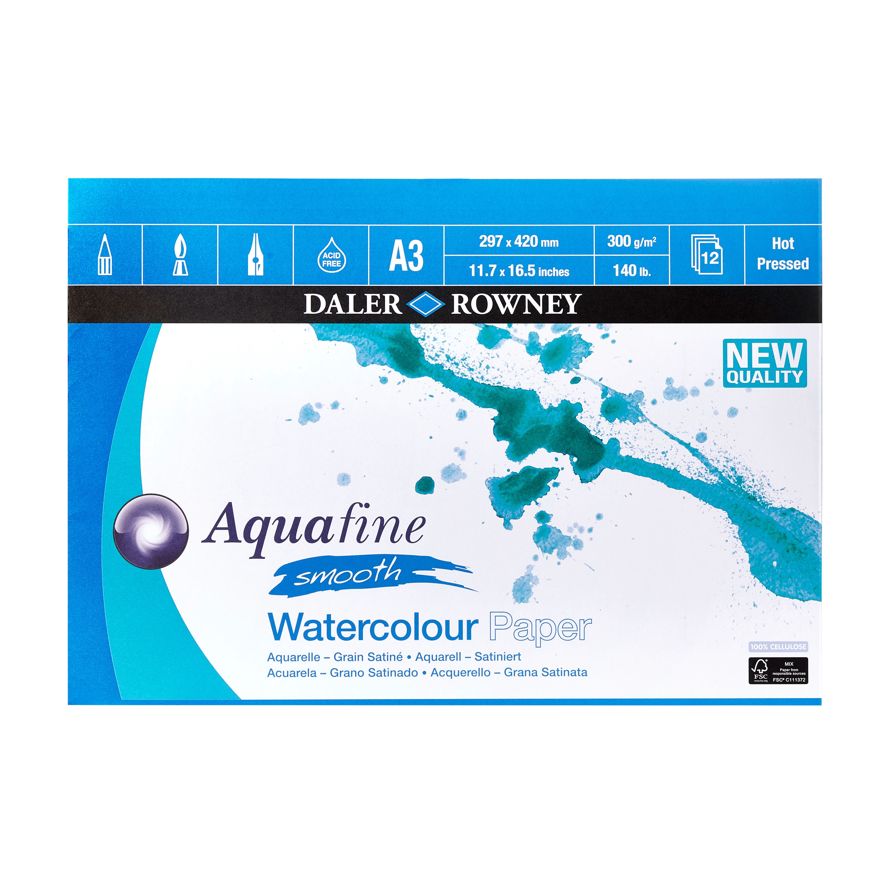Daler-Rowney Aquafine HP 12 Sheets 300G A3 Hobbyartikel 16-431235300
