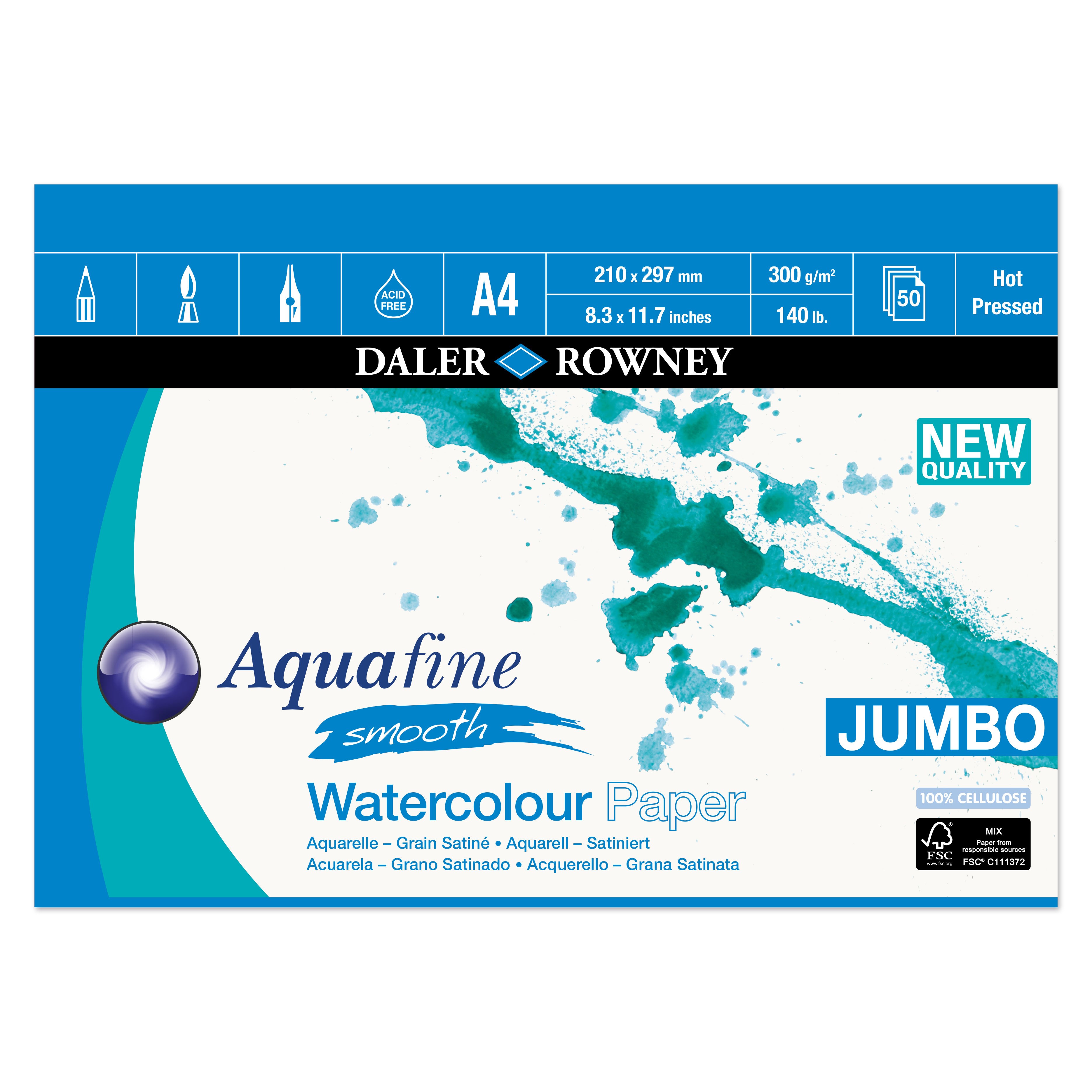 Daler-Rowney Aquafine HP 50 Sheets 300G A4 Hobbyartikel 16-431235409