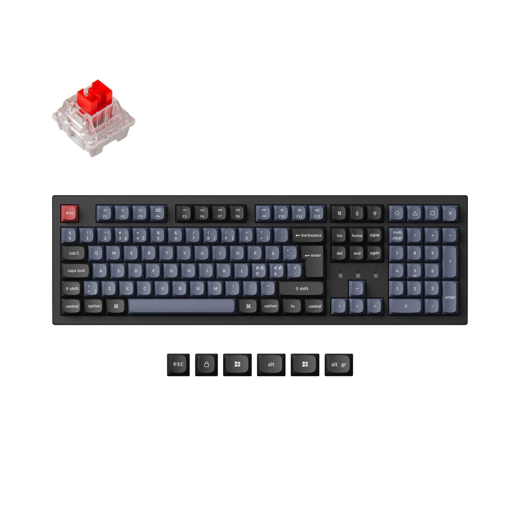 Keychron K10 Pro QMK/VIA Wireless RGB Hot Swap K Pro Red - Gaming Tastatur - Nordisk - Sort