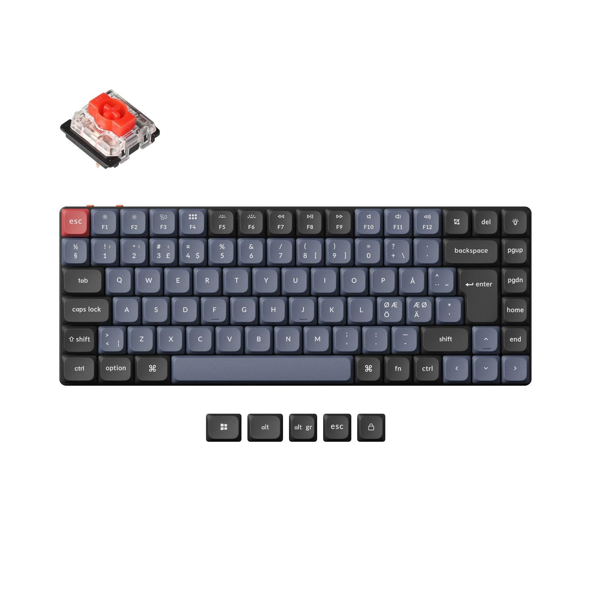 Keychron K3 Pro QMK/VIA Wireless - Gateron Low Profile Red - Gaming Tastatur - Uden Numpad - Nordisk - Sort