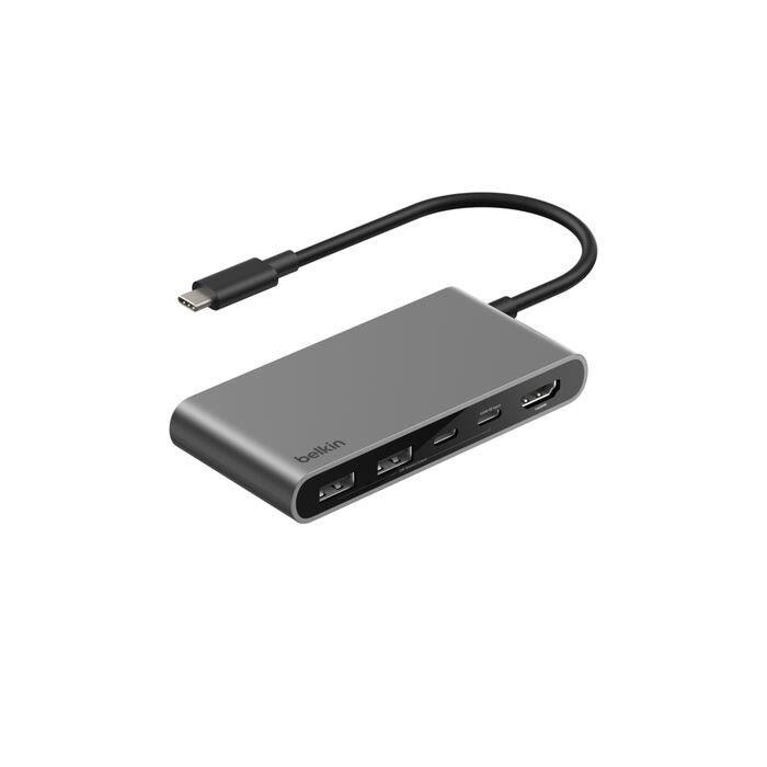 Belkin Connect 5-in-1 USB-C Hub with Dual USB-C Ports - Silver Docking Station AVC022HQSGY