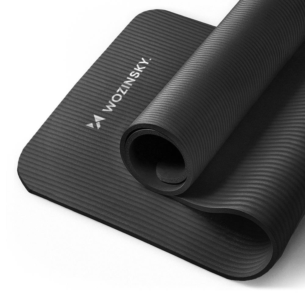 Wozinsky exercise mat 181 x 63 x 0.9 cm thick gymnastic yoga mat - Black