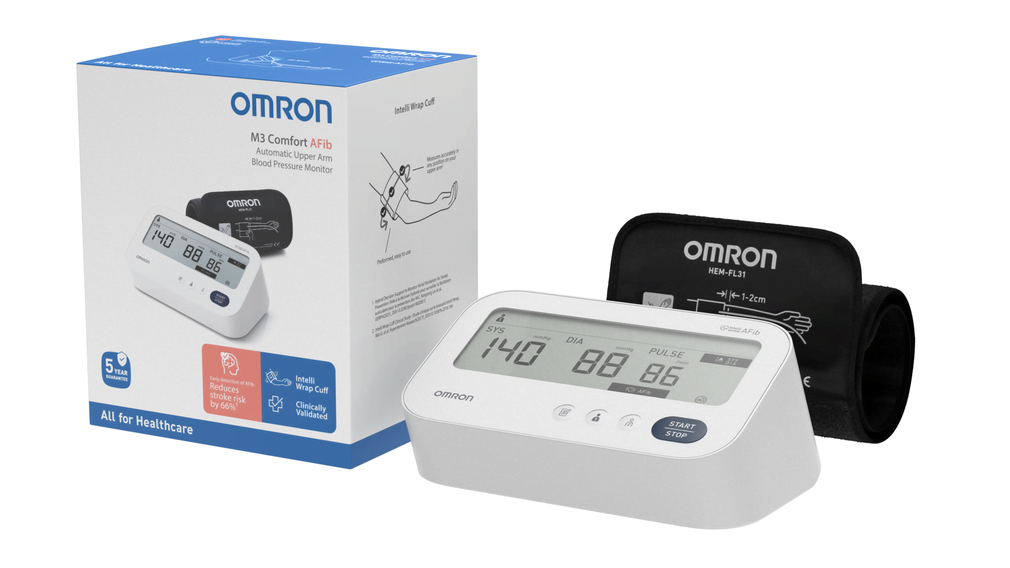 Omron Blodtryksmåler M3 Comfort AFib Helbred HEM-7196-FLE