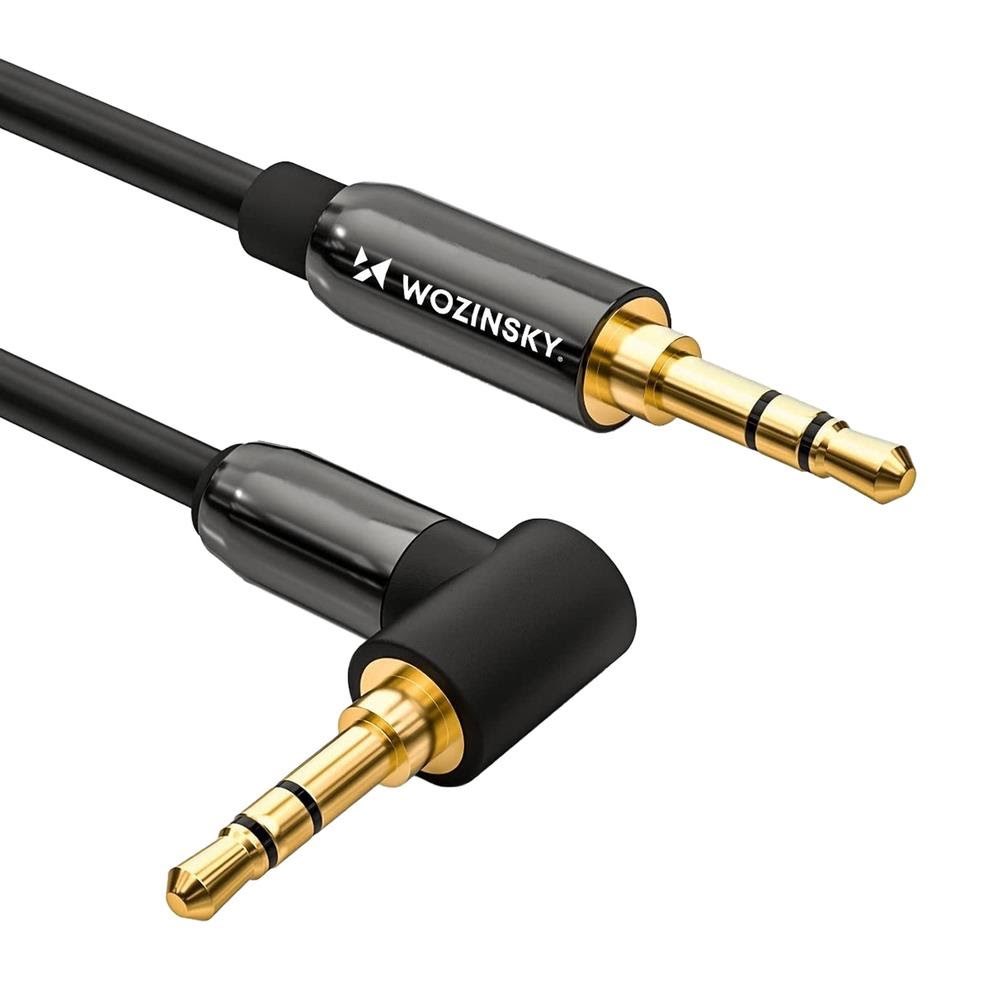 Wozinsky AUX Cable Angled (Male-Male) Mini Jack Cable 2m Black Audiokabel Sort 5907769307416