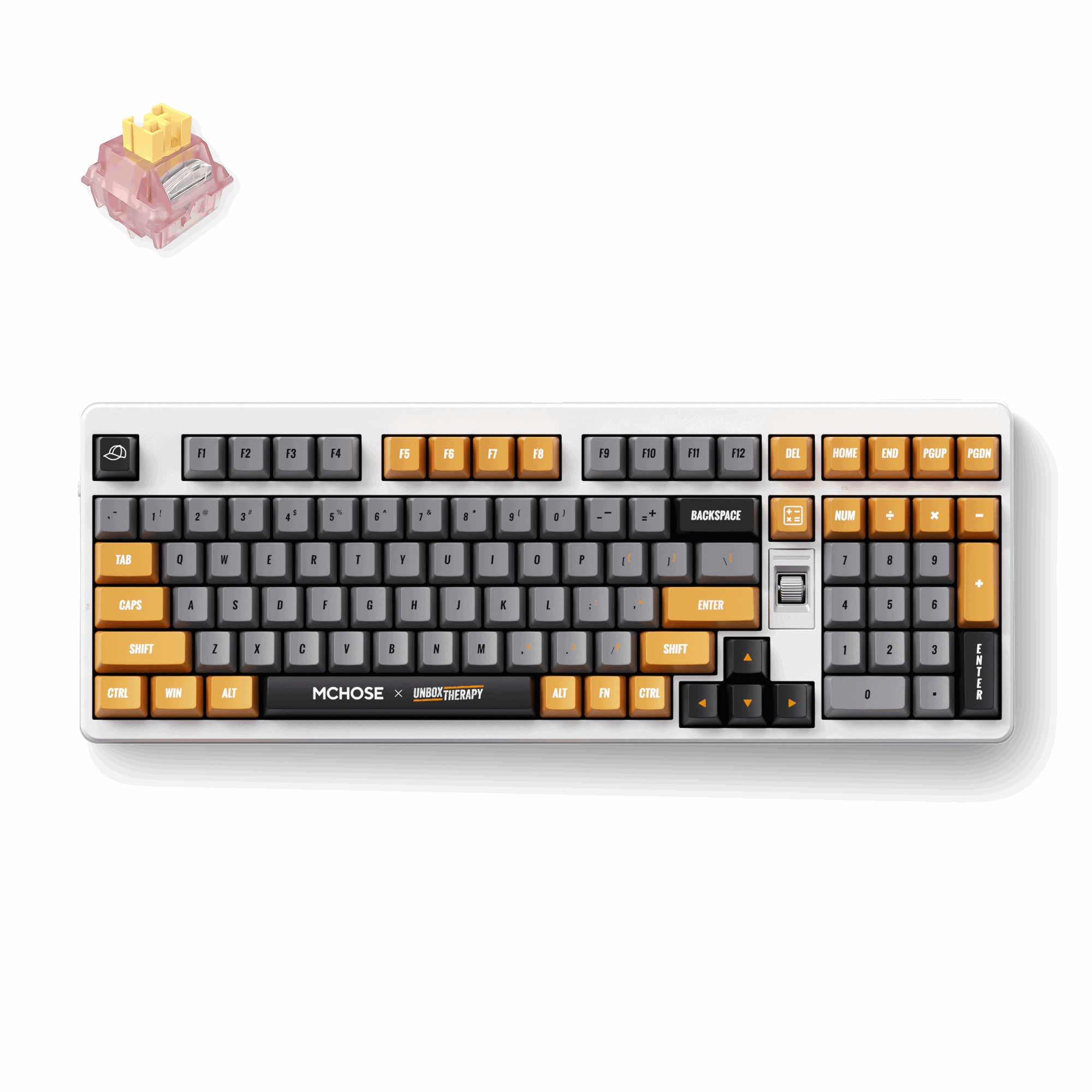MCHOSE x Unbox Therapy - UT98 Silent Peach V3 (Retro Therapy) - Gaming Tastatur - Amerikansk engelsk - Hvid