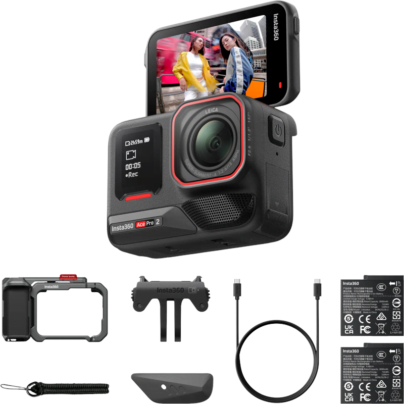Insta360 Ace Pro 2 Dual Battery Xplorer Bundle - Dark Gray Action Kamera Sort 6977644763636