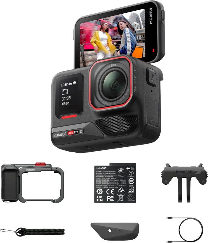 Insta360 Ace Pro 2 Single Battery Xplorer Bundle - Dark Gray Action Kamera Sort 6977644763629