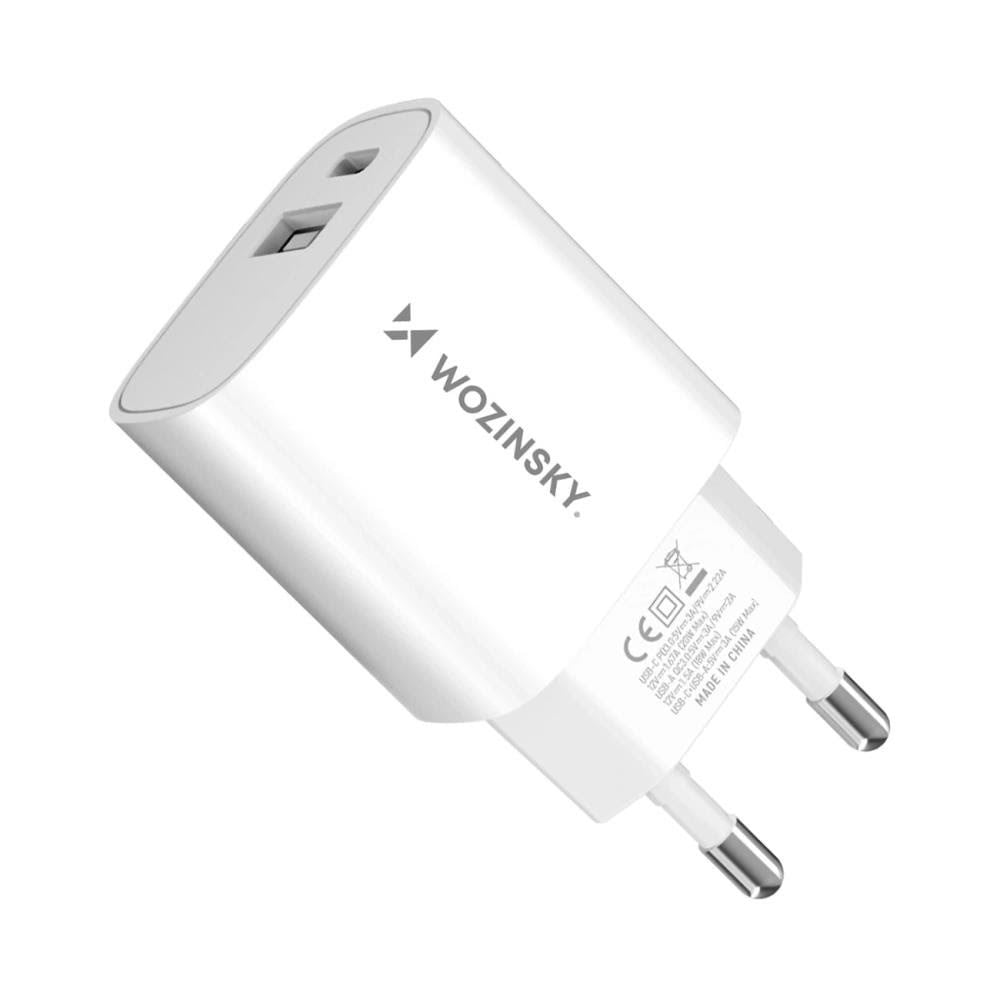 Wozinsky WGWCW USB-A USB-C 20W AC Charger - White Mobil Oplader 5907769308369