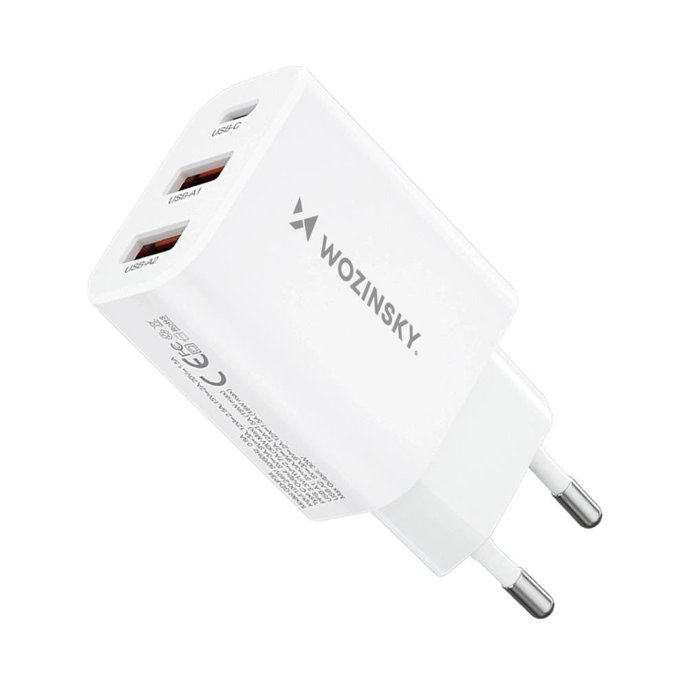 Wozinsky CWCUCW 30W USB-C / 2 x USB-A AC Charger - White Mobil Oplader 5907769308567