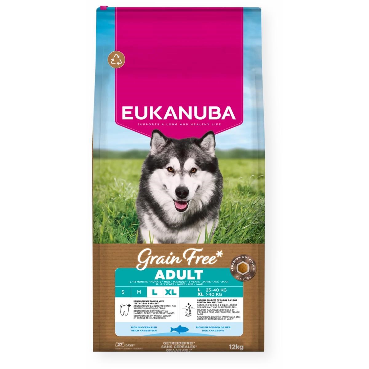 Eukanuba Grain Free Adult Large Breed, Havets Fisk, 12kg Hundeudstyr 8710255206721