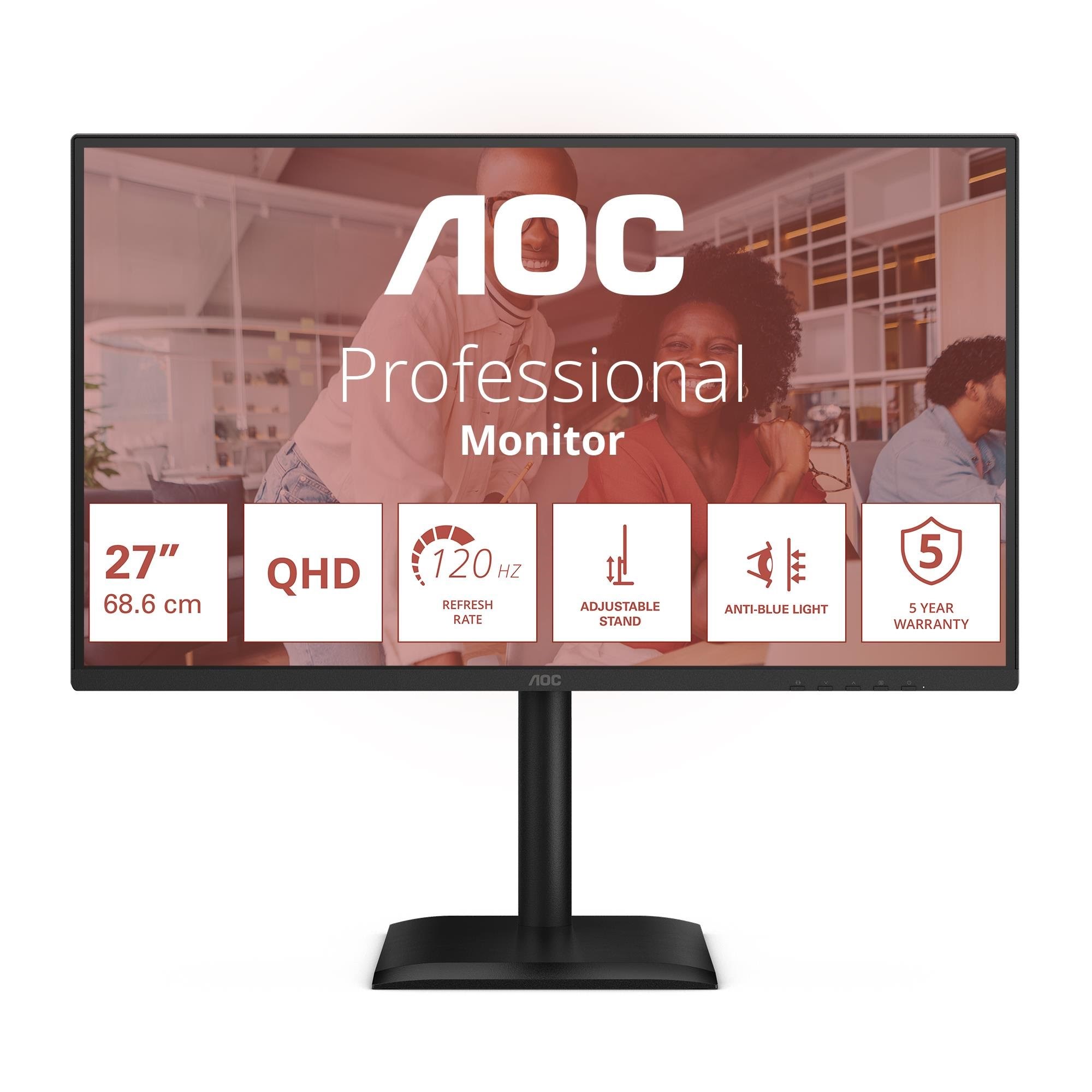 27" AOC Q27E4U - 2560x1440 (QHD) - 120Hz - IPS Computerskærm Black