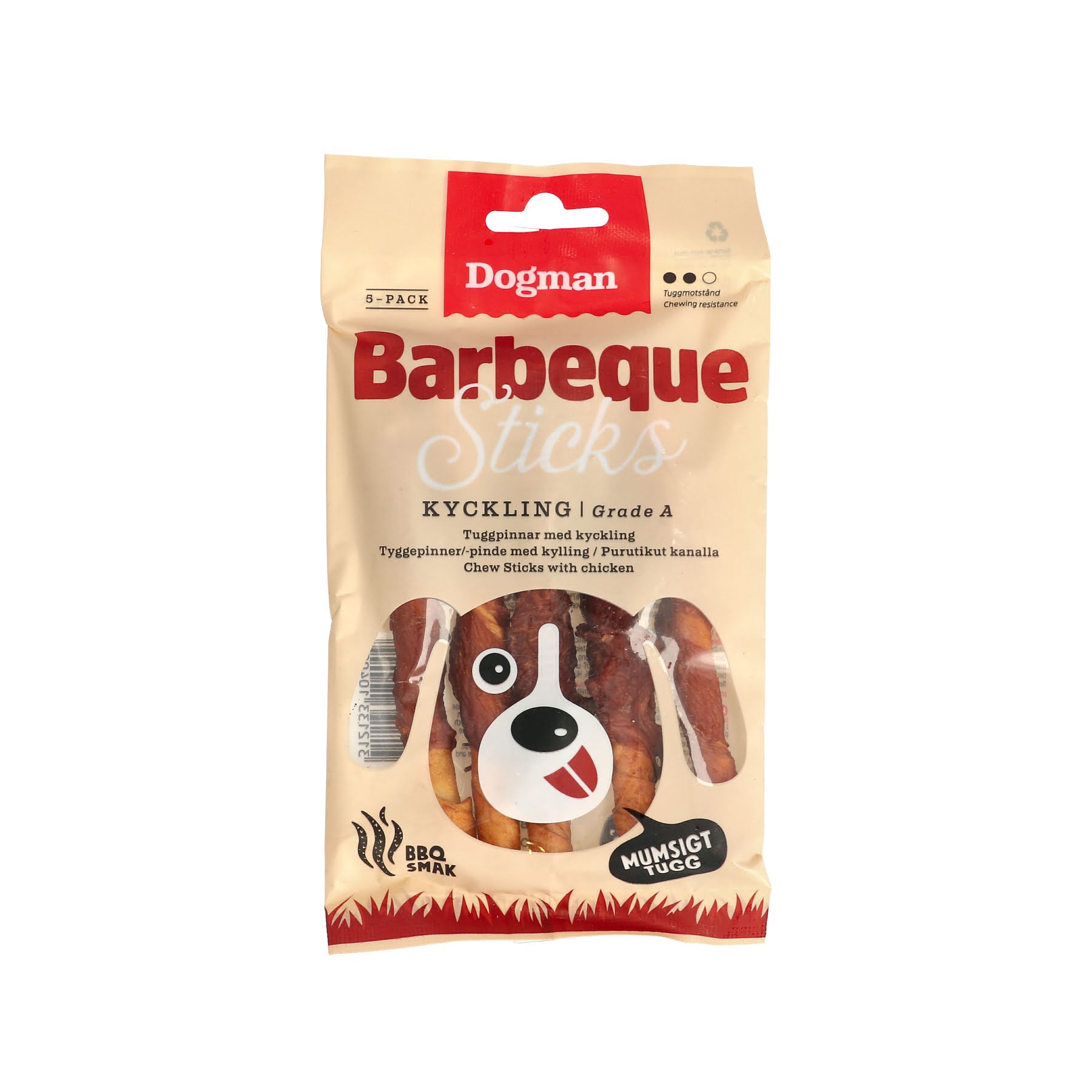 Dogman Barbecue Pinde med Kylling 12.5cm (5-pak) Hundeudstyr 310400