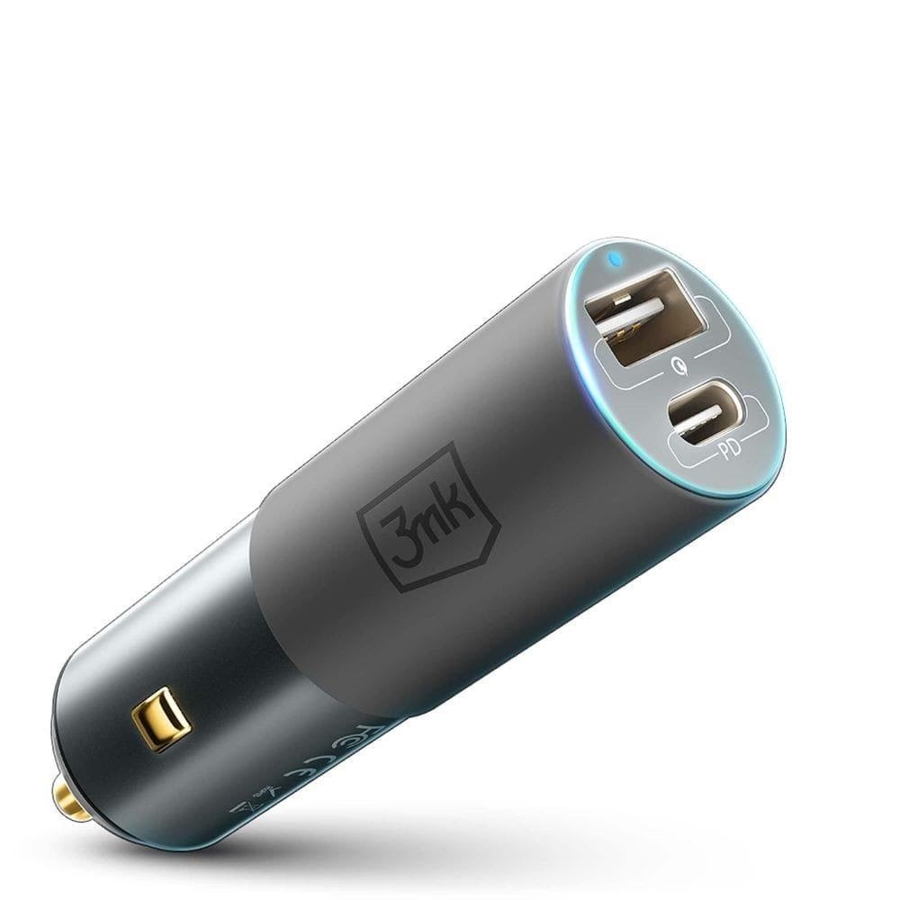 3mk Hyper Car Charger USB-C USB-A 100W - Silver Mobil Oplader 5903108464567