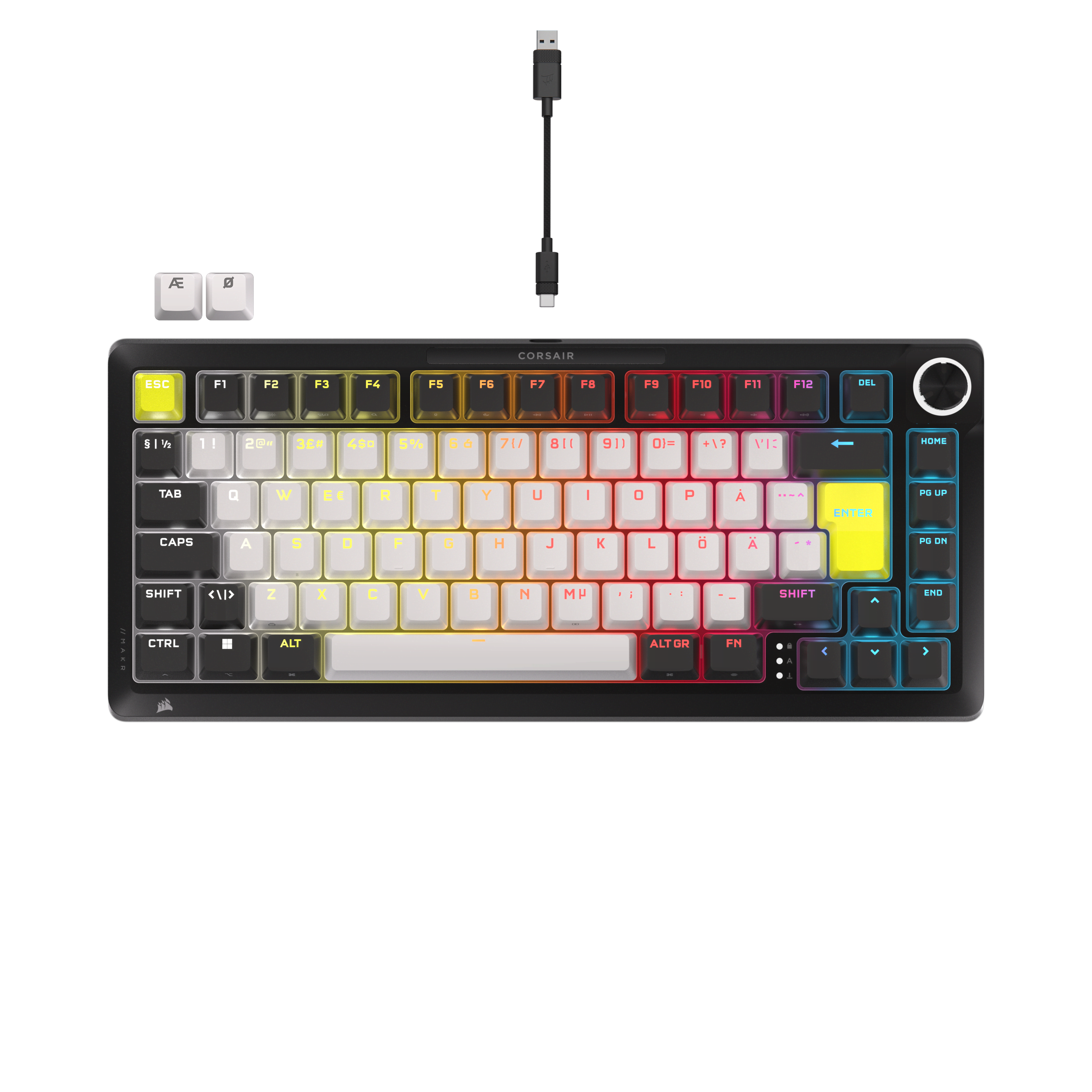 Corsair MAKR PRO 75 Hall Effect DIY - Gaming Tastatur - Nordisk - Sort Tastatur CH-91CE21G-ND