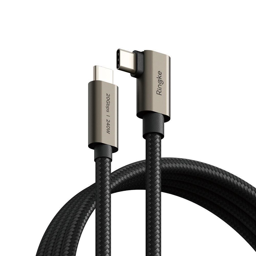 Ringke 3.2 gen. 2x2 USB-C PD 3.1 240W 2m angled cable - black Usb Kabel Sort 8800293851486