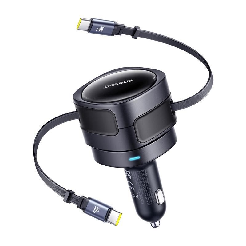 Baseus Enjoyment Max Car Charger with USB?C + USB?C Cables 60W - Black Mobil Oplader C00035507121-01