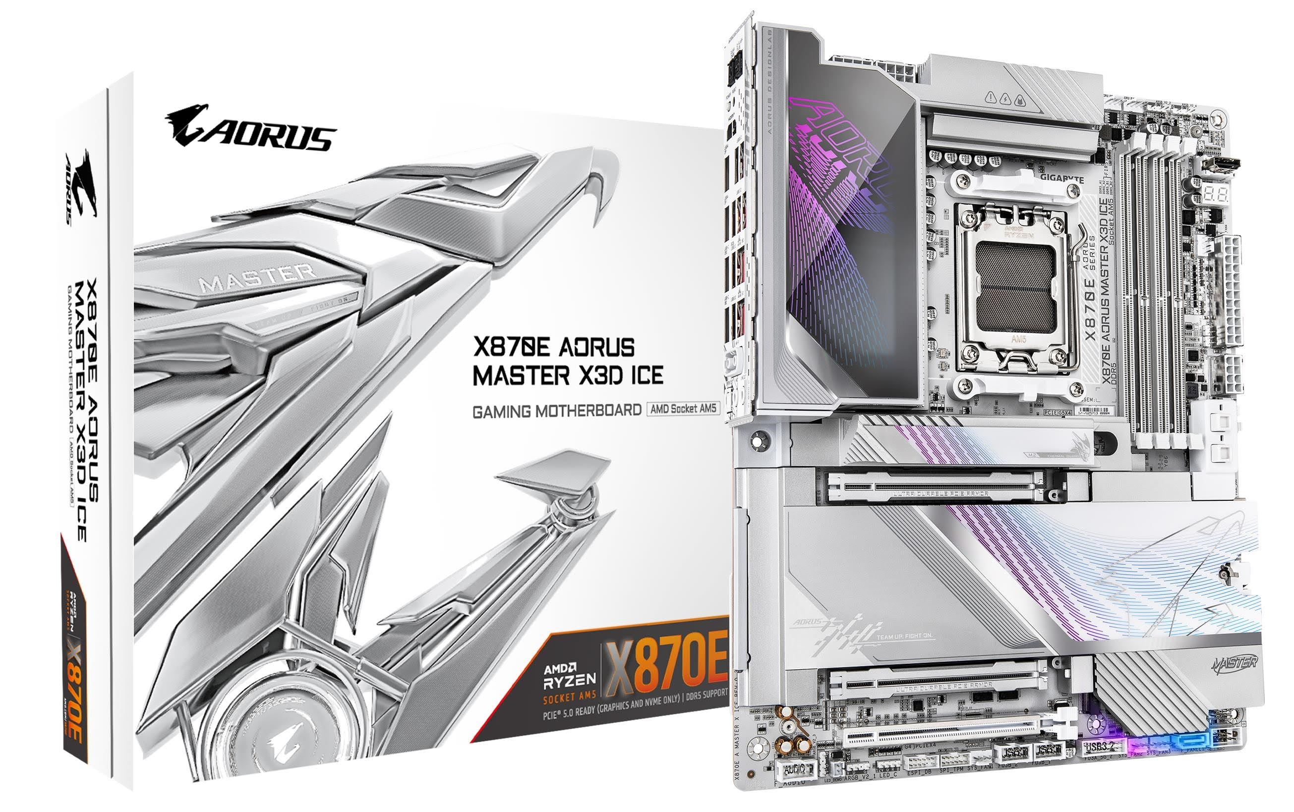 GIGABYTE X870E AORUS MASTER X3D ICE Bundkort - AMD X870E - AMD AM5 - DDR5 RAM - ATX Bundkort X870E A MASTER X ICE