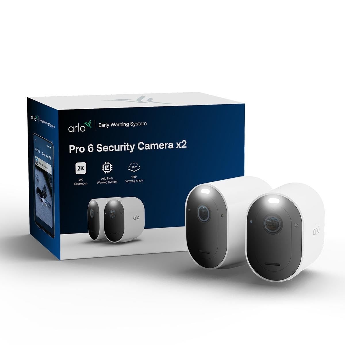Arlo Pro 6 2K+ Overvågningskamera, 2-kamerær Netværkskamera VMC4270P-100EUS