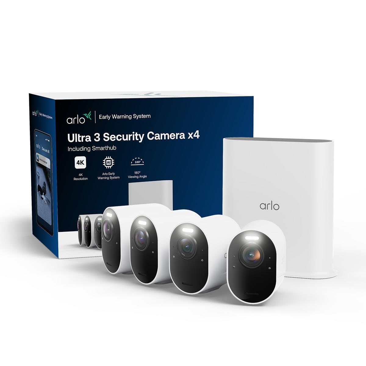 Arlo Ultra 3 Overvågningskamera, 4-kamerær Netværkskamera VMS5450-100EUS