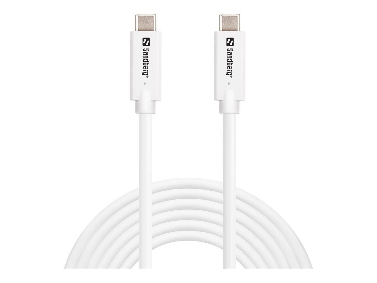 Sandberg USB-C Cable 100W - 3m Usb Kabel Hvid 136-75