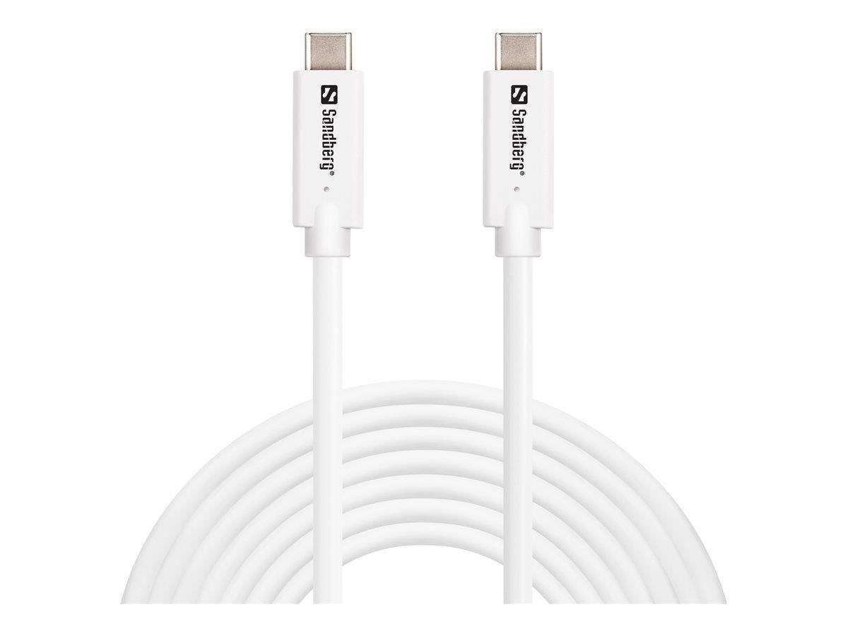 Sandberg USB-C Cable 100W - 5m Usb Kabel Hvid 136-76