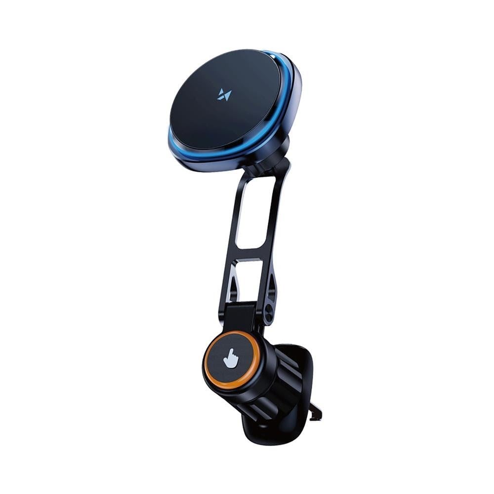 Wozinsky WCT5-6S2Y Car Mount with Qi/MagSafe Induction Charger 15W with Air Vent Grille Fan - Black