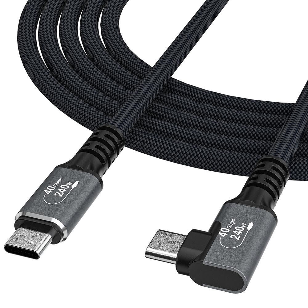 Wozinsky WPS1-UY41S USB-C Thunderbolt 4 240W 1.5m 4K Angle Cable - Black Usb Kabel Sort 5907769376719