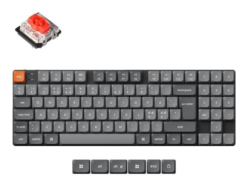 Keychron K13 Max QMK Wireless RGB Hot Swap Low Profile Red - Gaming Tastatur - Uden Numpad - Nordisk - Sort Tastatur K13M-H1-BO
