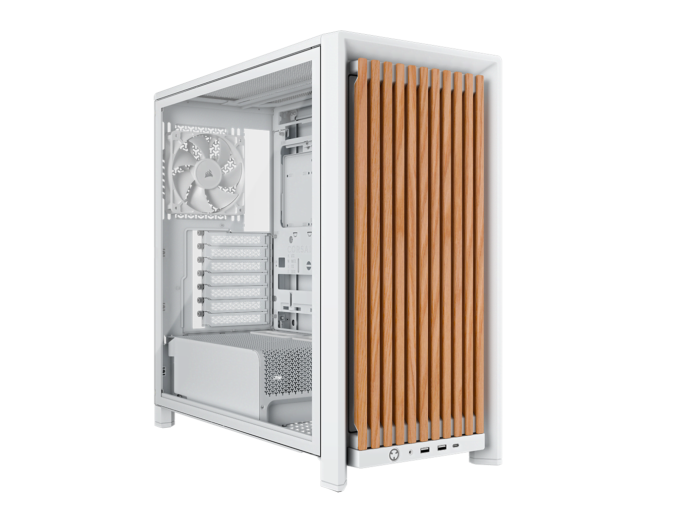 Corsair FRAME 4000D Wood RS (White & Oak) - Kabinet - Miditower - Hvid Kabinet CC-9011341-WW
